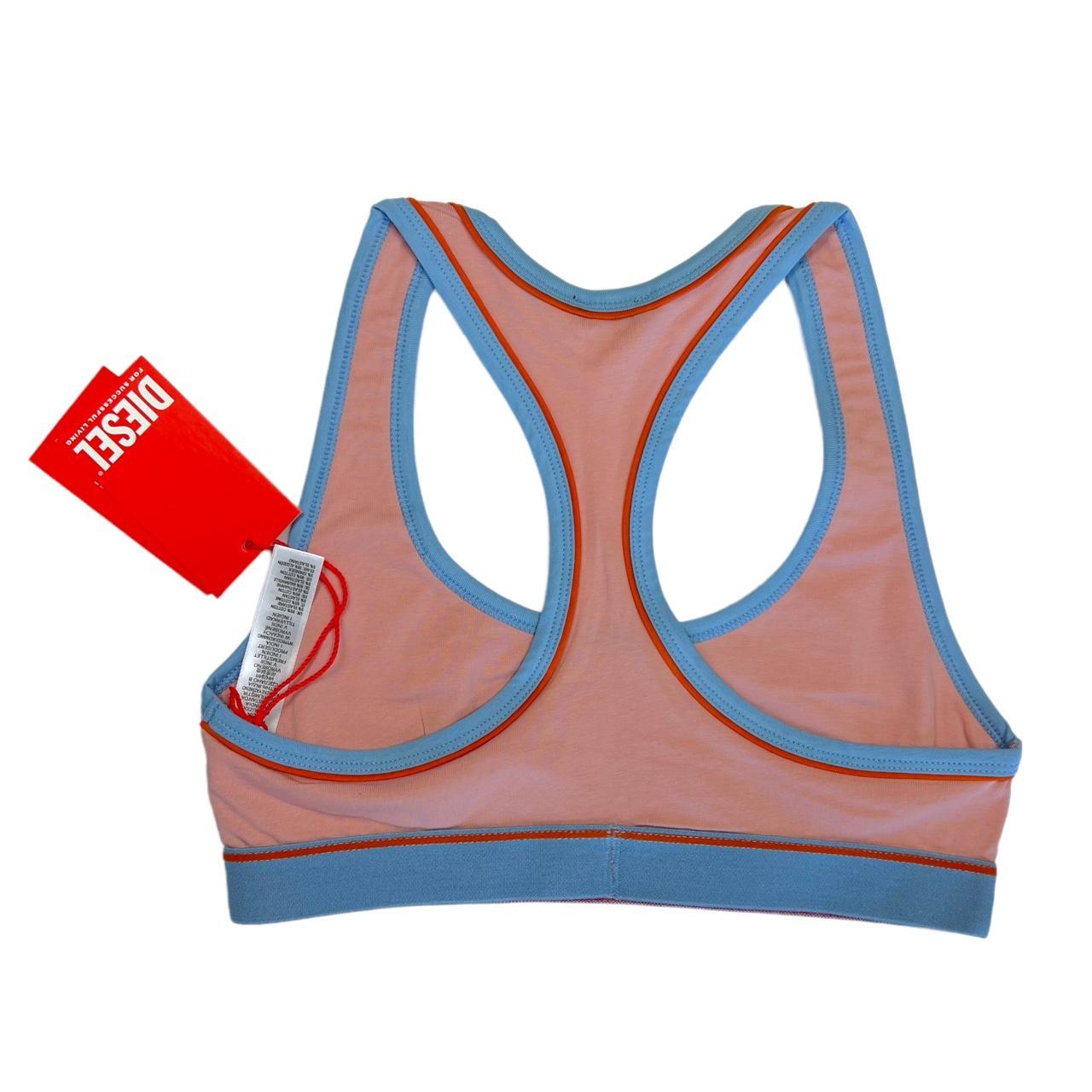NWT DIESEL baby pink and blue logo sports bra / bra - Depop
