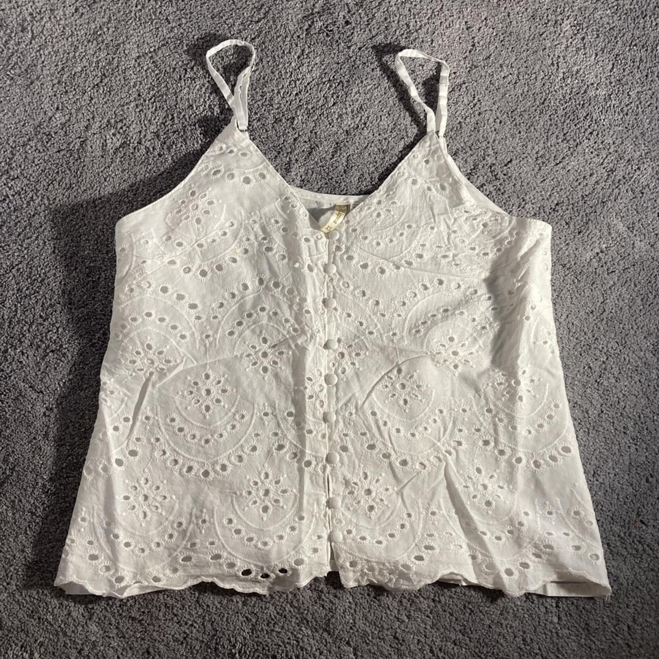 white button down tank top - xs - adjustable... - Depop