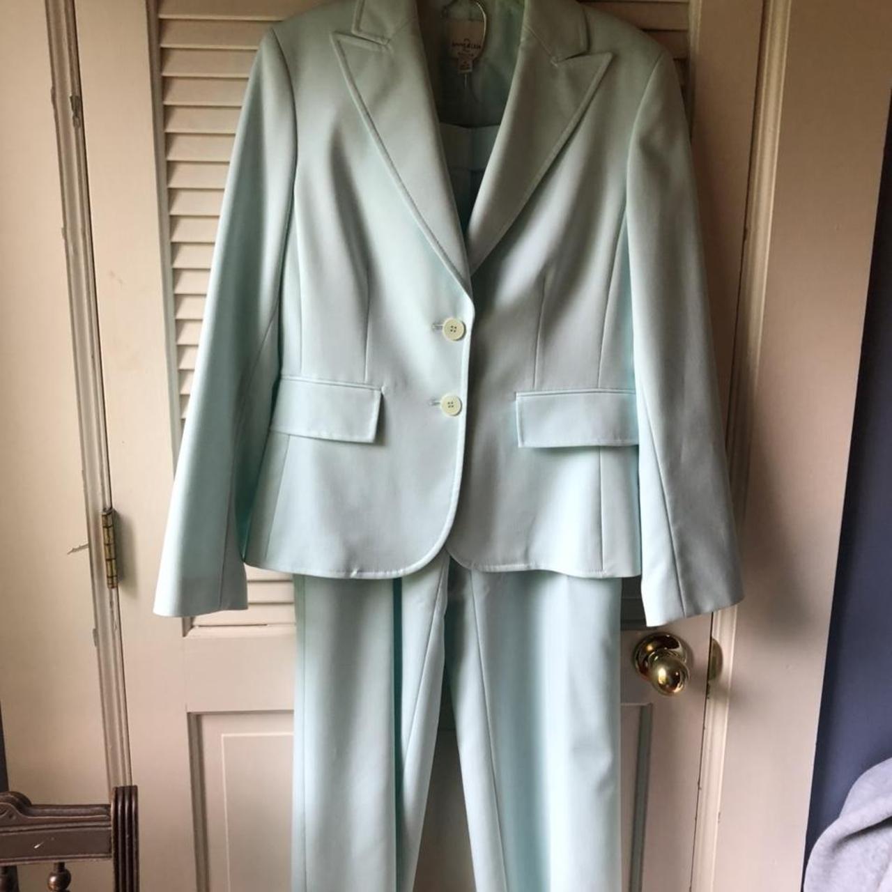 Aqua pantsuit Size 6 Straight... - Depop