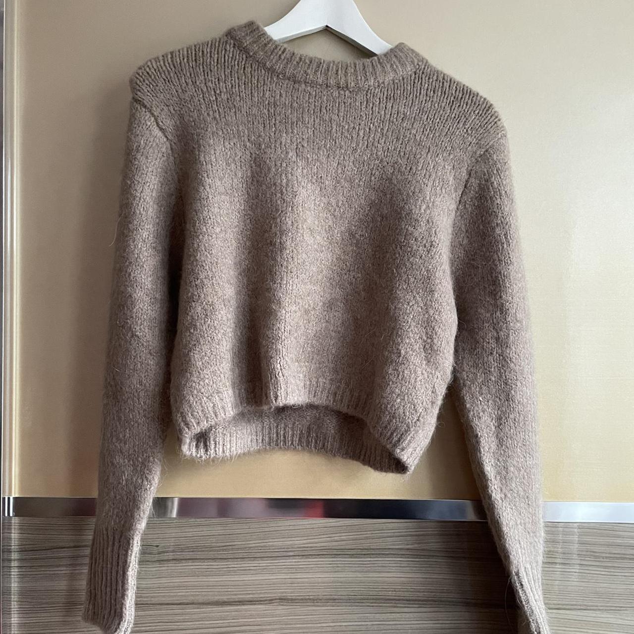 Brand new never worn Zara beige knitted crop jumper.... - Depop