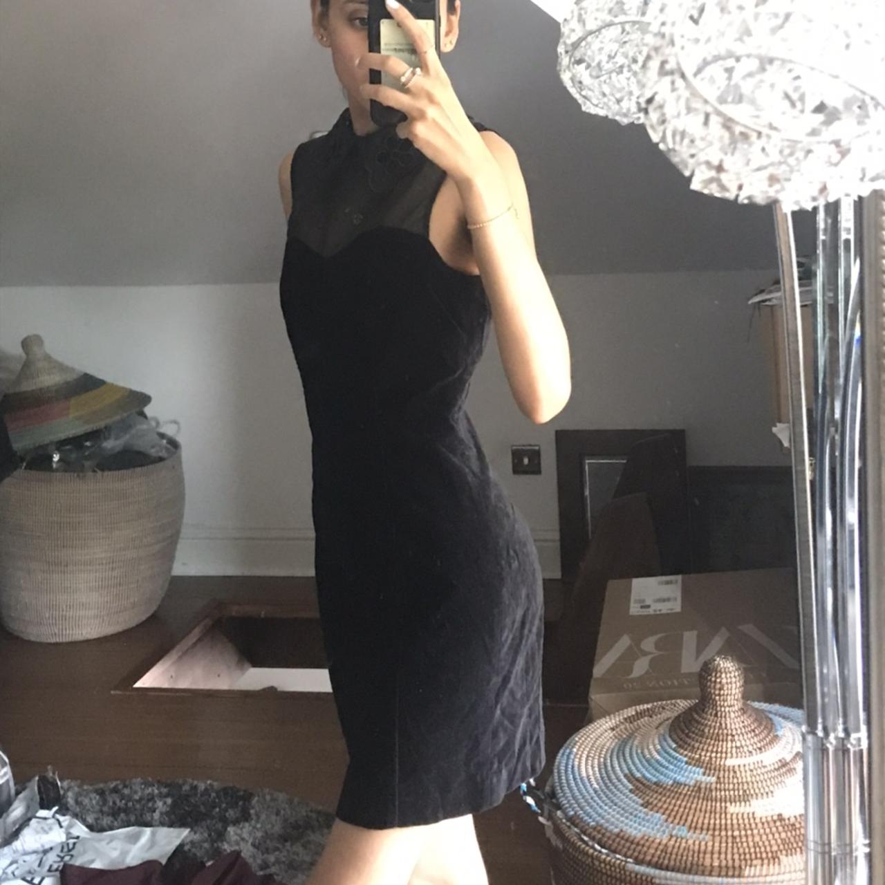 Jack Wills black velvet dress with mesh detail. Depop