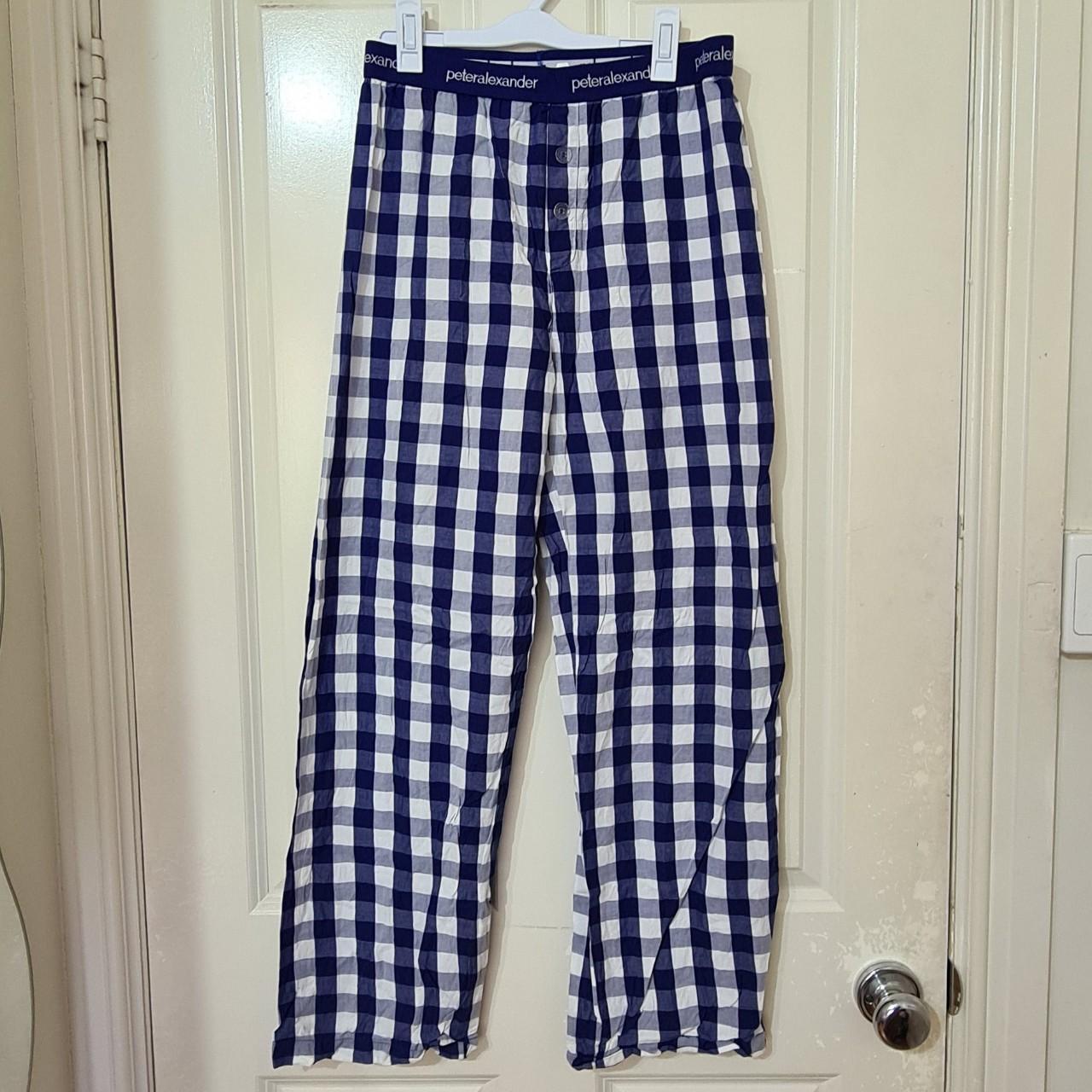 Peter Alexander Blue Gingham Pyjama Pants Size:... - Depop