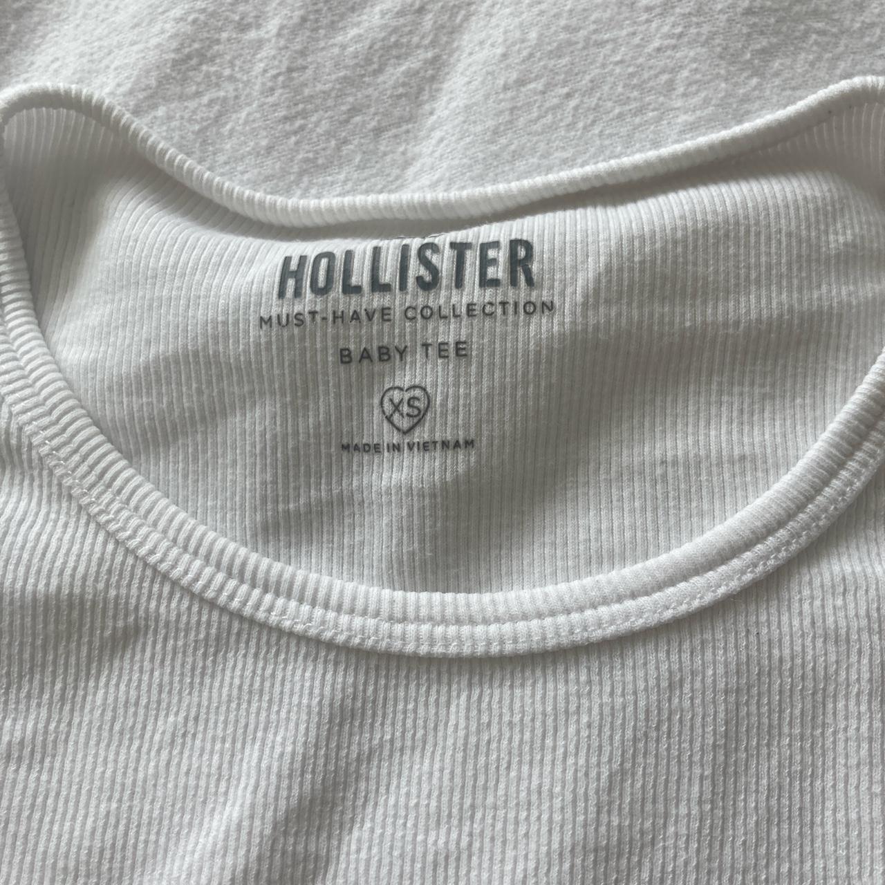 hollister baby tee with embroidered flowers perfect... - Depop