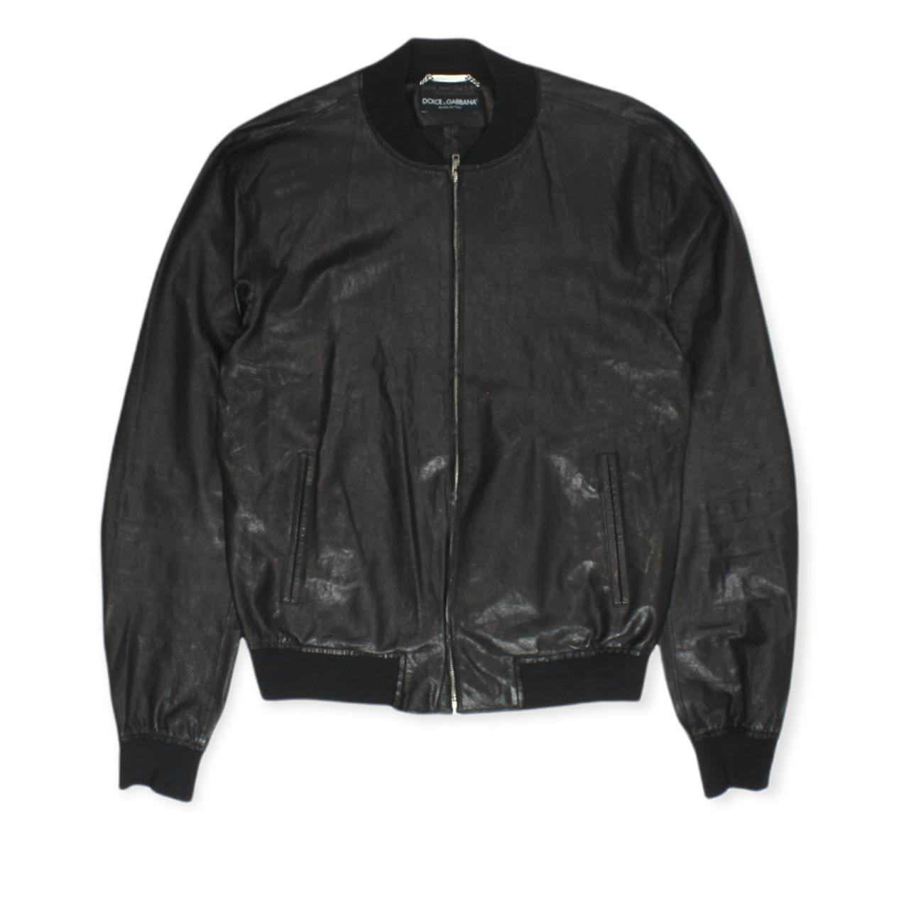 Dolce & Gabbana Leather Bomber Jacket Black 54 New - Depop