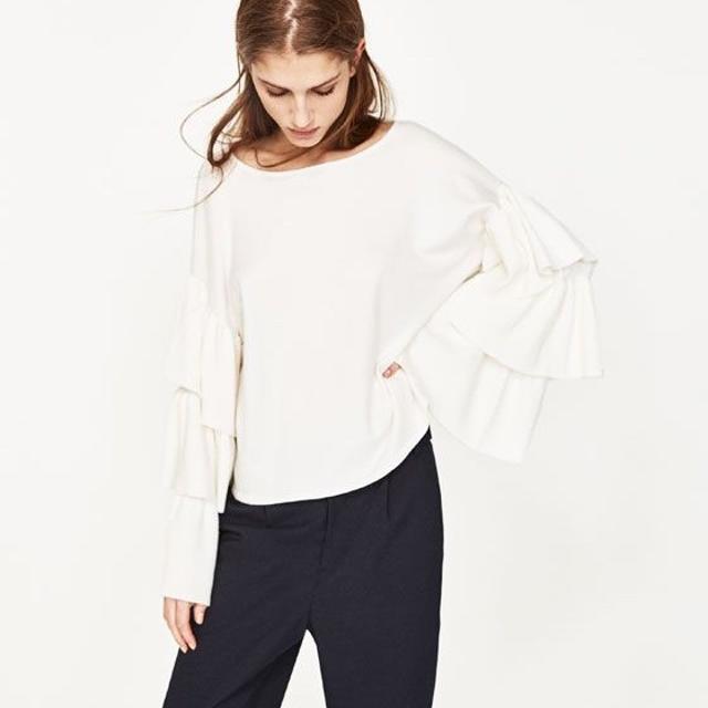 zara white frill jumper