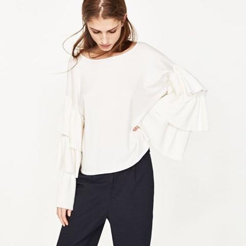 zara white frill jumper