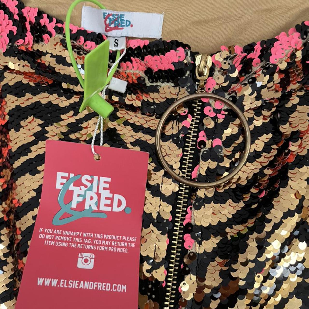 Elsie and Fred Flared sequin trousers with front zip... Depop