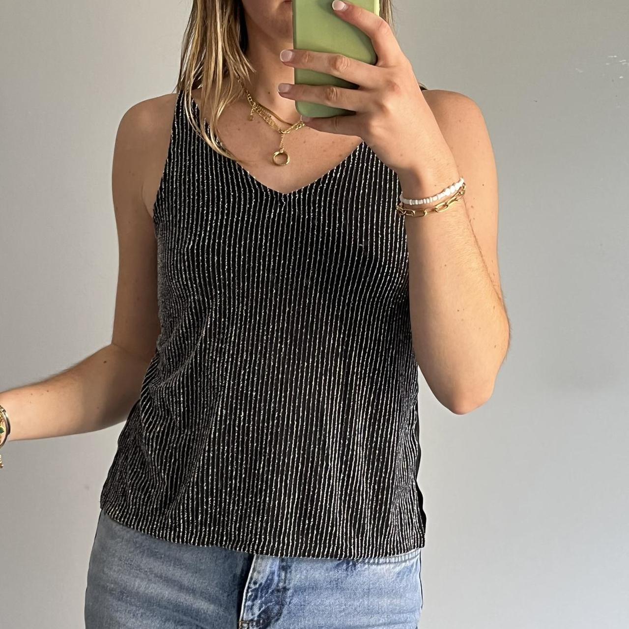 Women's Black and Silver Vest Depop