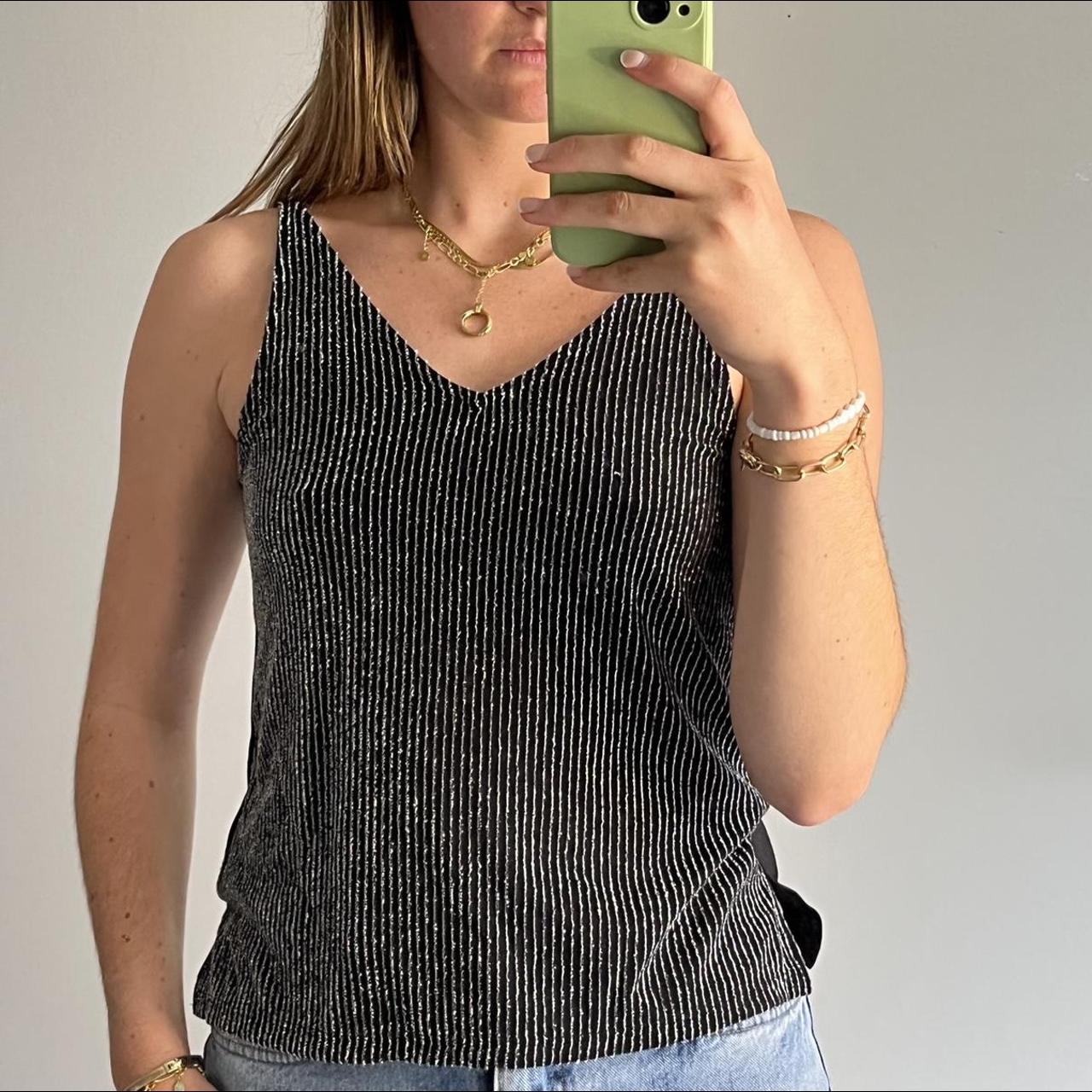 Women's Black and Silver Vest Depop