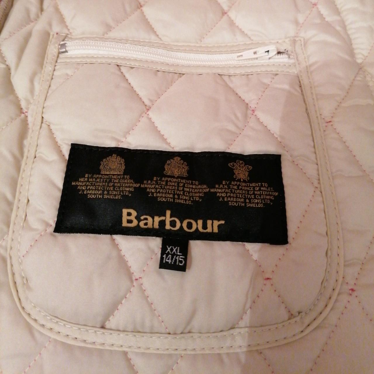 Barbour hot pink quilted jacket/coat with brown... Depop
