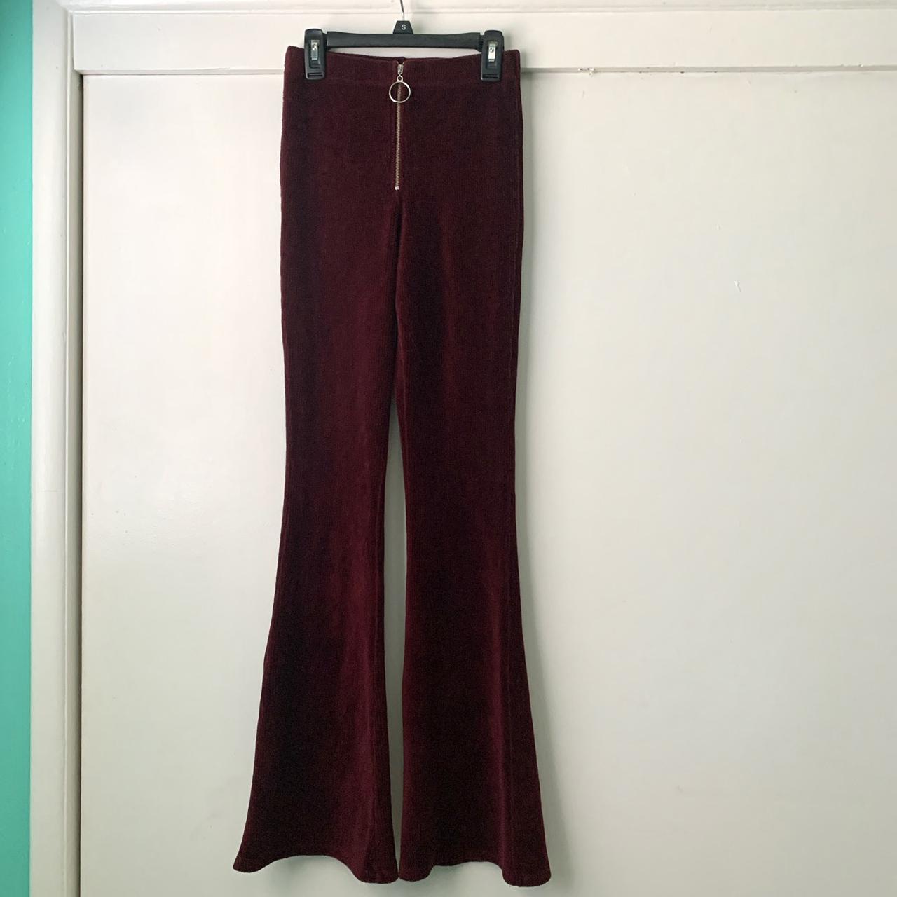 Maroon ribbed knit bell bottoms - worn once... - Depop