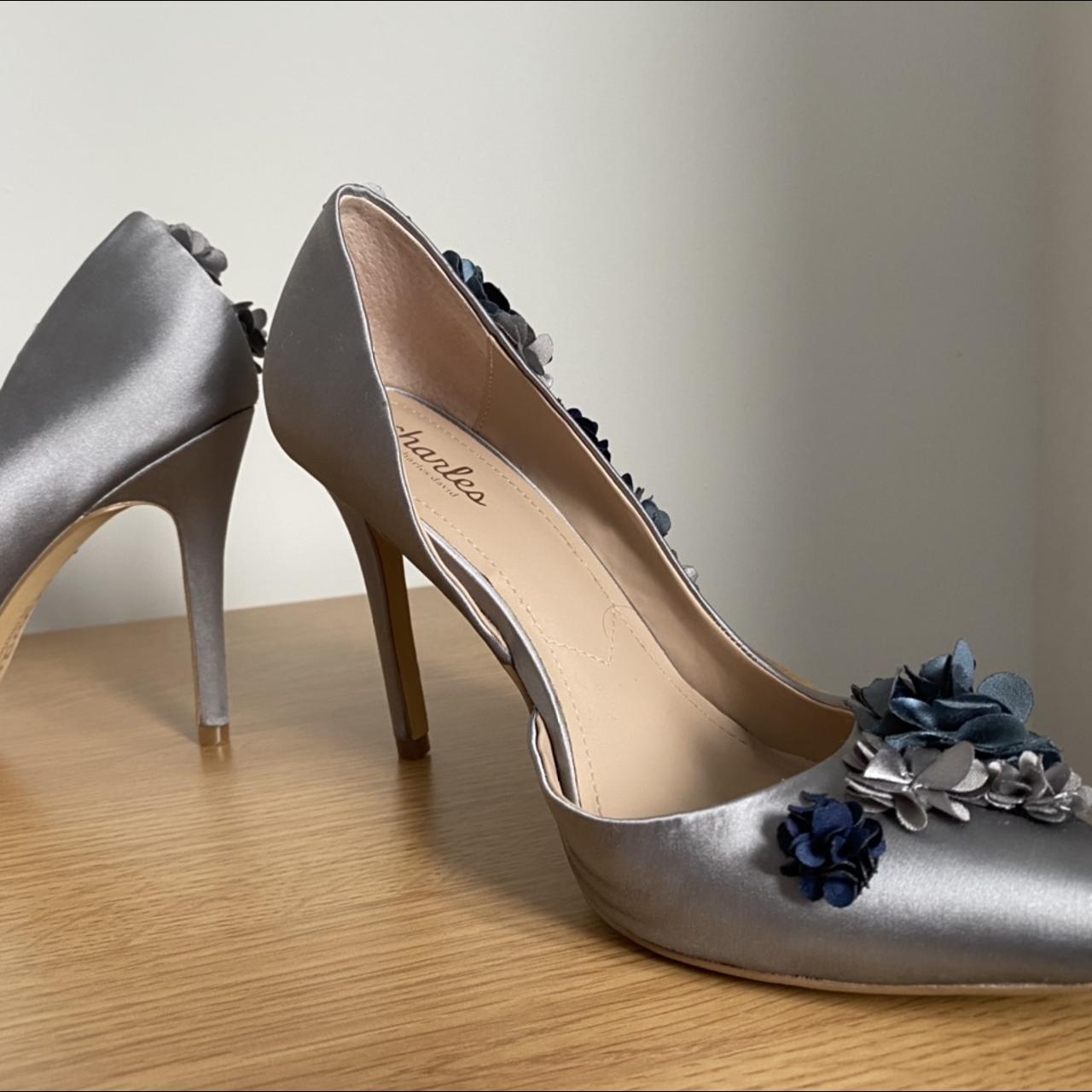 metallic blue heels