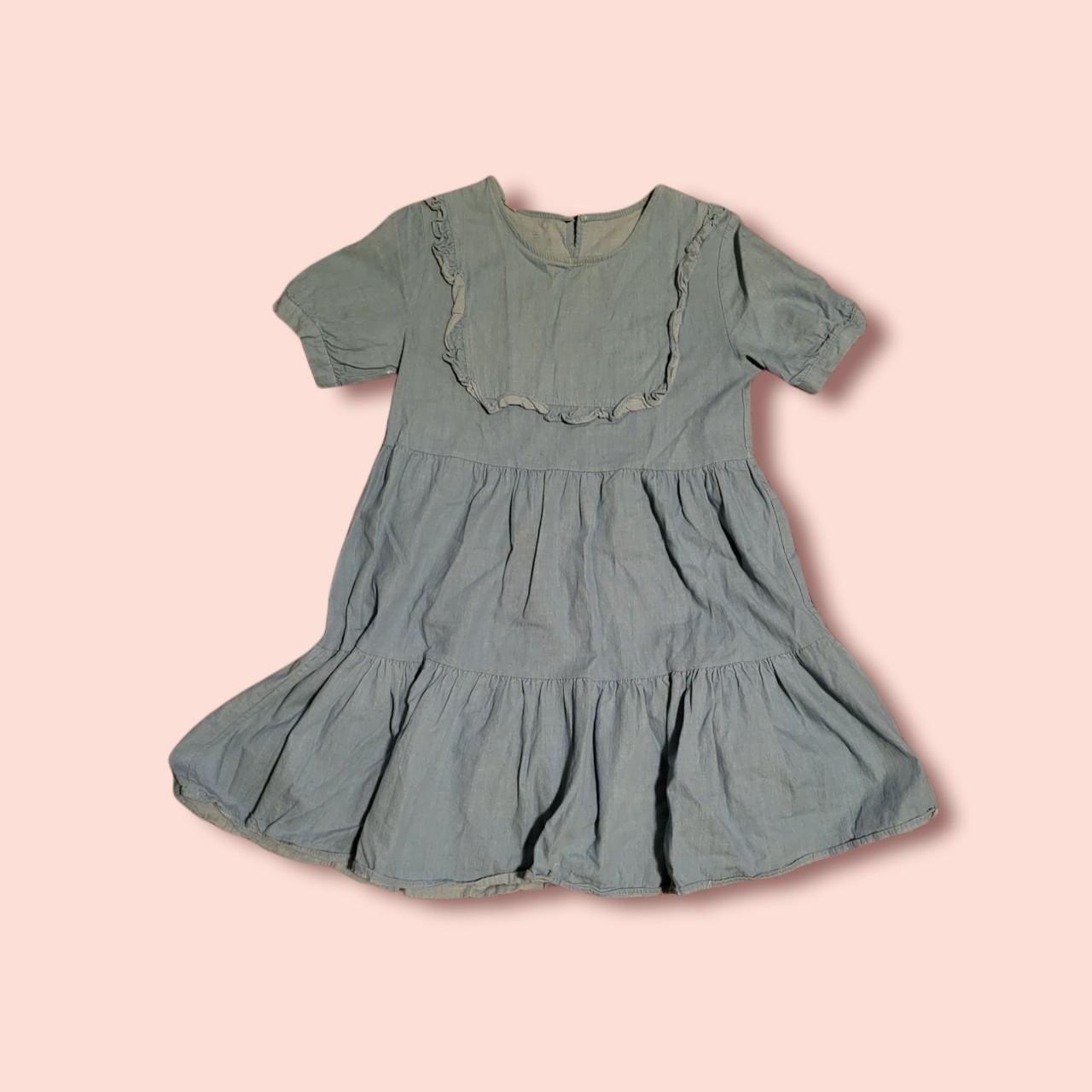 cute denim baby doll dress ️ one size, best fits... - Depop