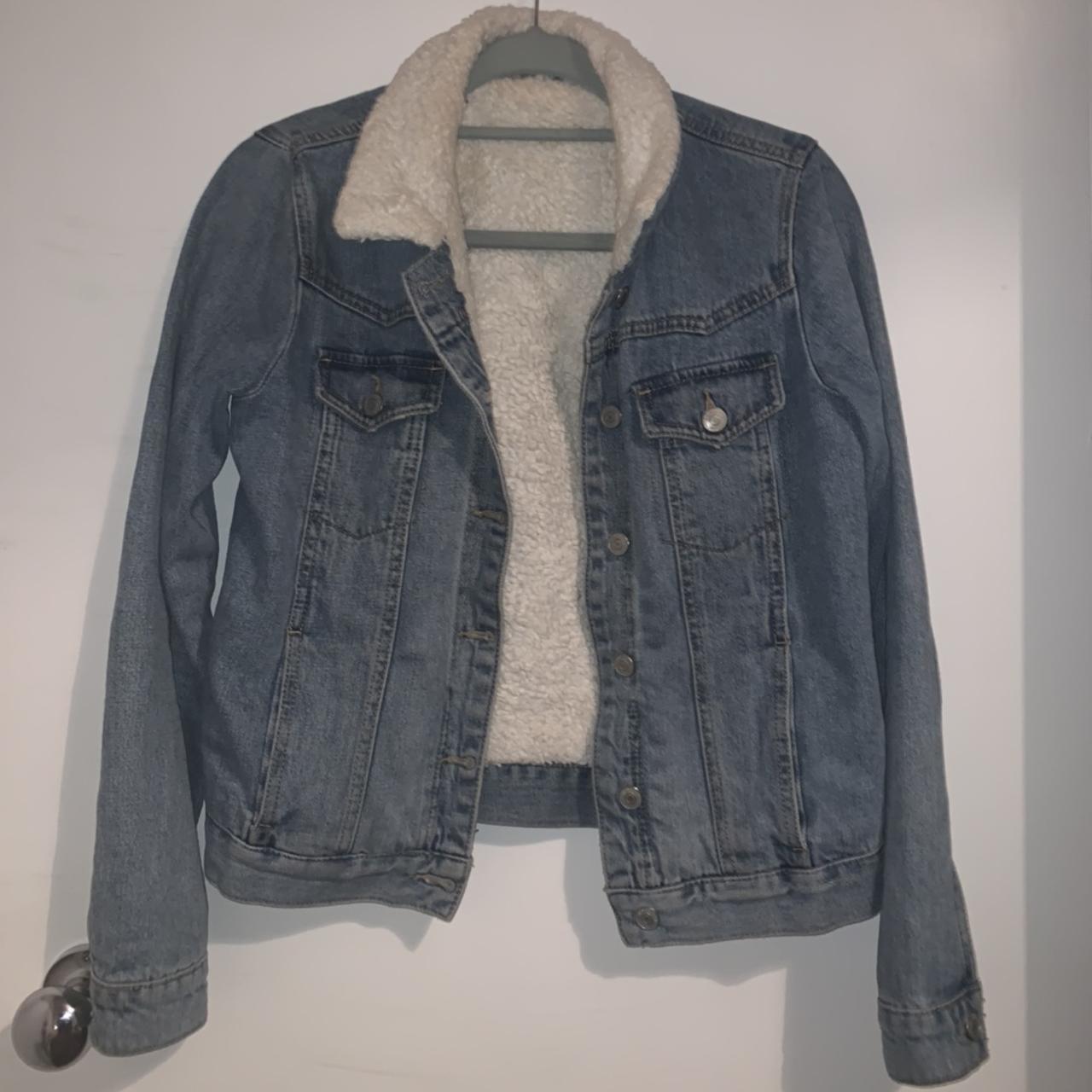 denim jacket with Sherpa lining UK size... Depop