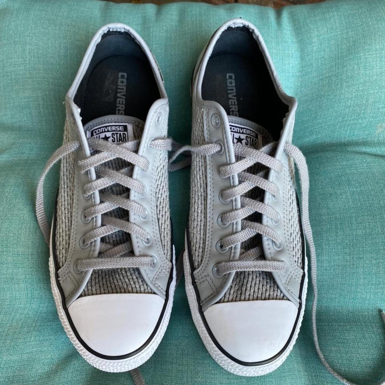 Converse Low Top Grey Sneakers. Has a slight sign of... - Depop