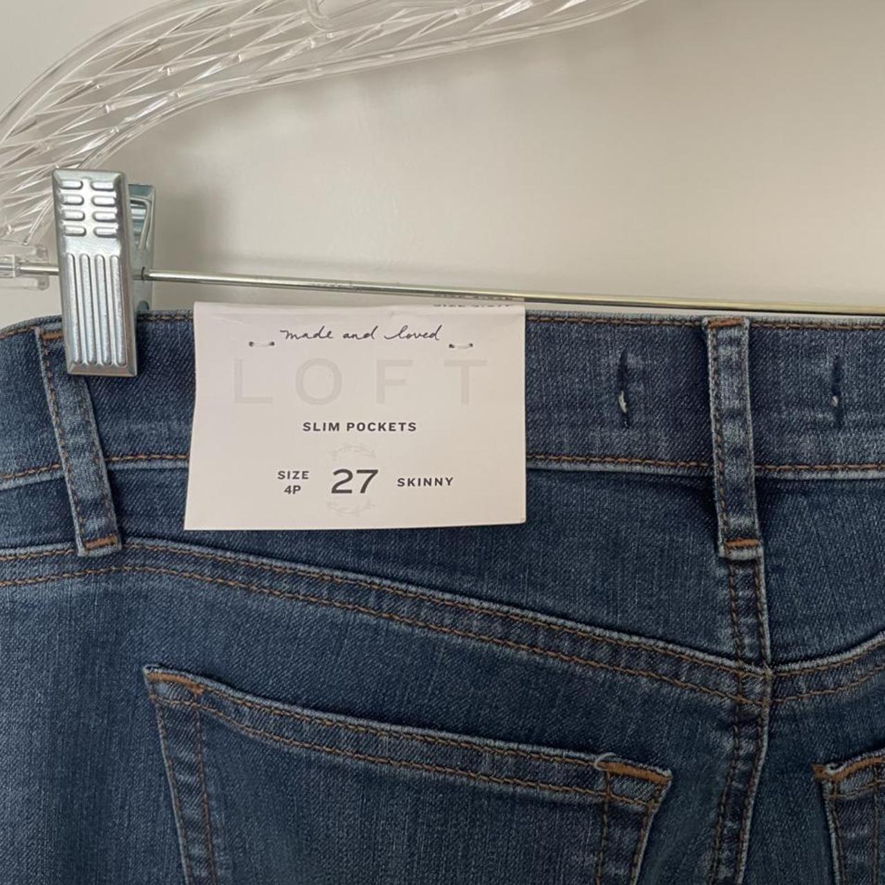 LOFT Women's Navy Jeans Depop