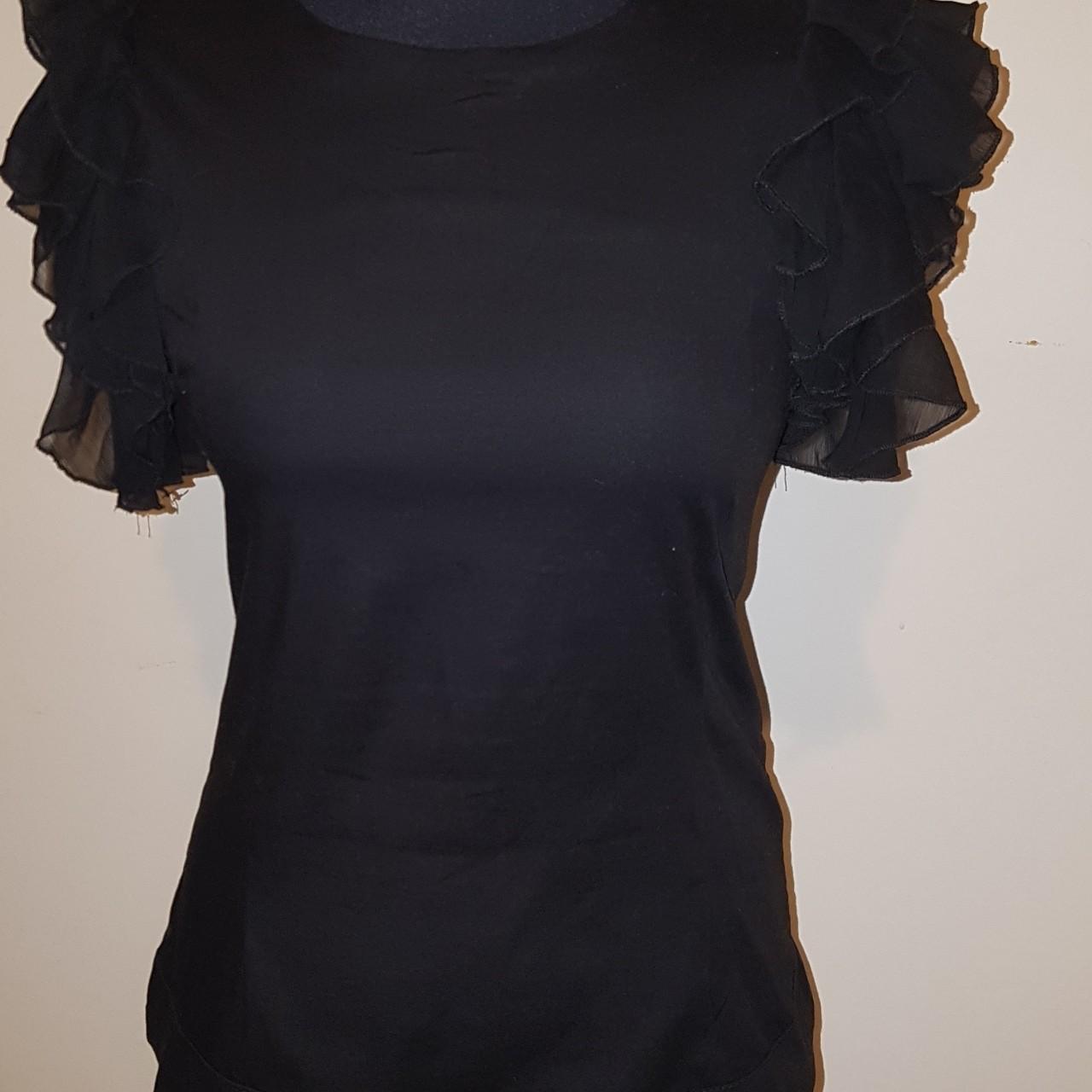 Black Ruffle Short Sleeve top. Fits lovely (When... - Depop