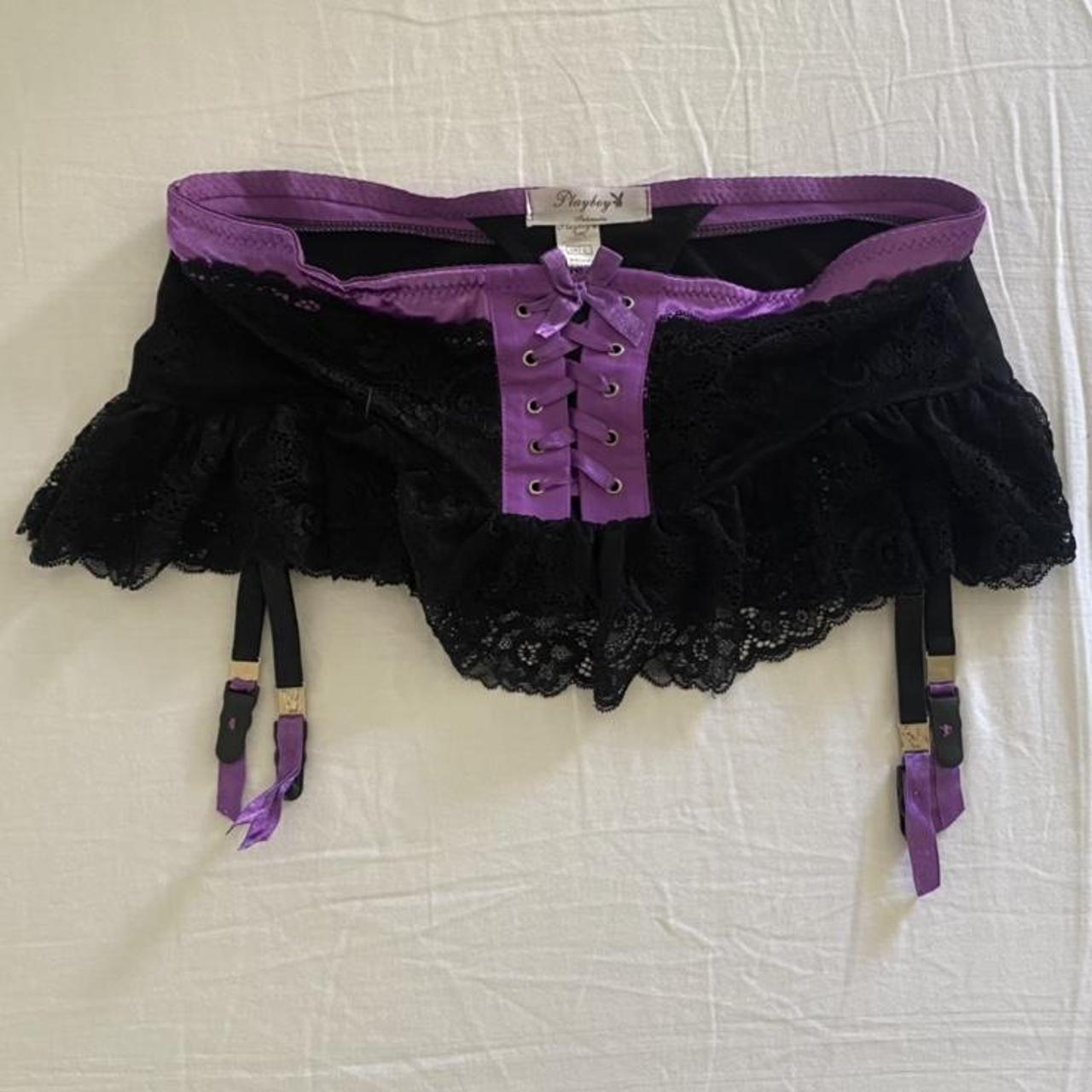 Playboy Women's Purple and Black Skirt | Depop