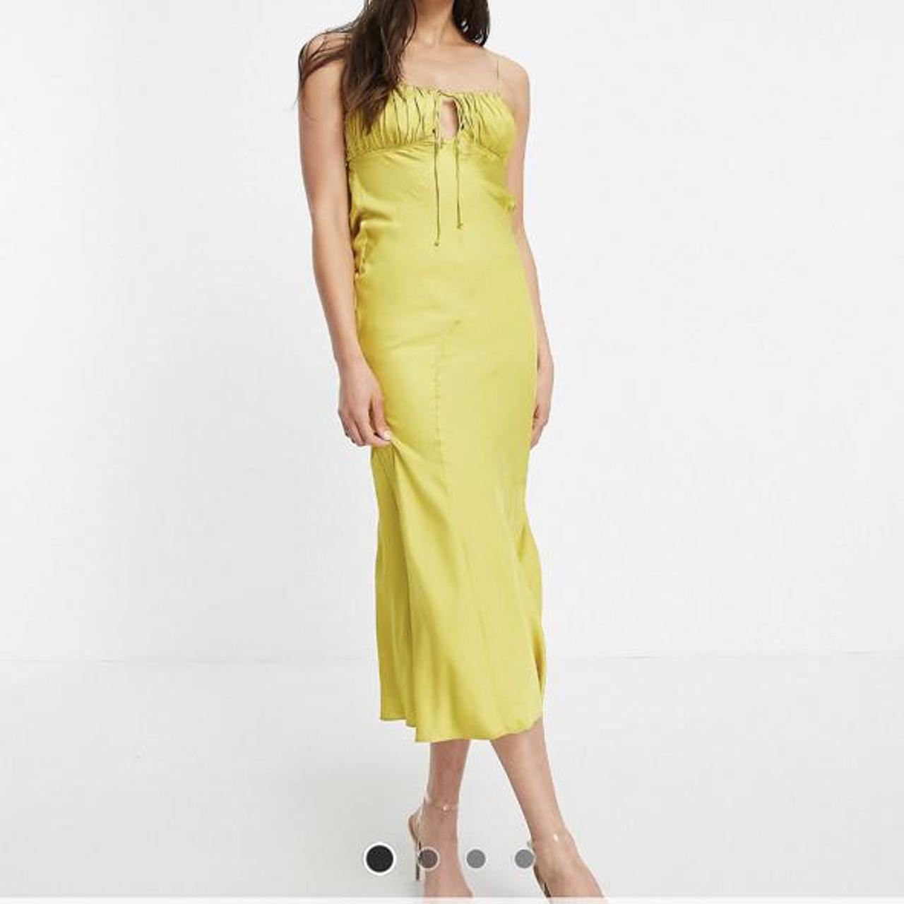 ASOS Tall Satin midi slip dress in mustard perfect - Depop