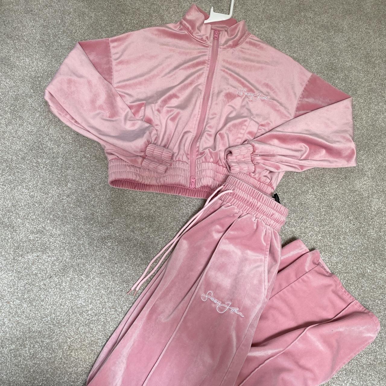 Missguided x Sean John baby pink velour tracksuit - Depop