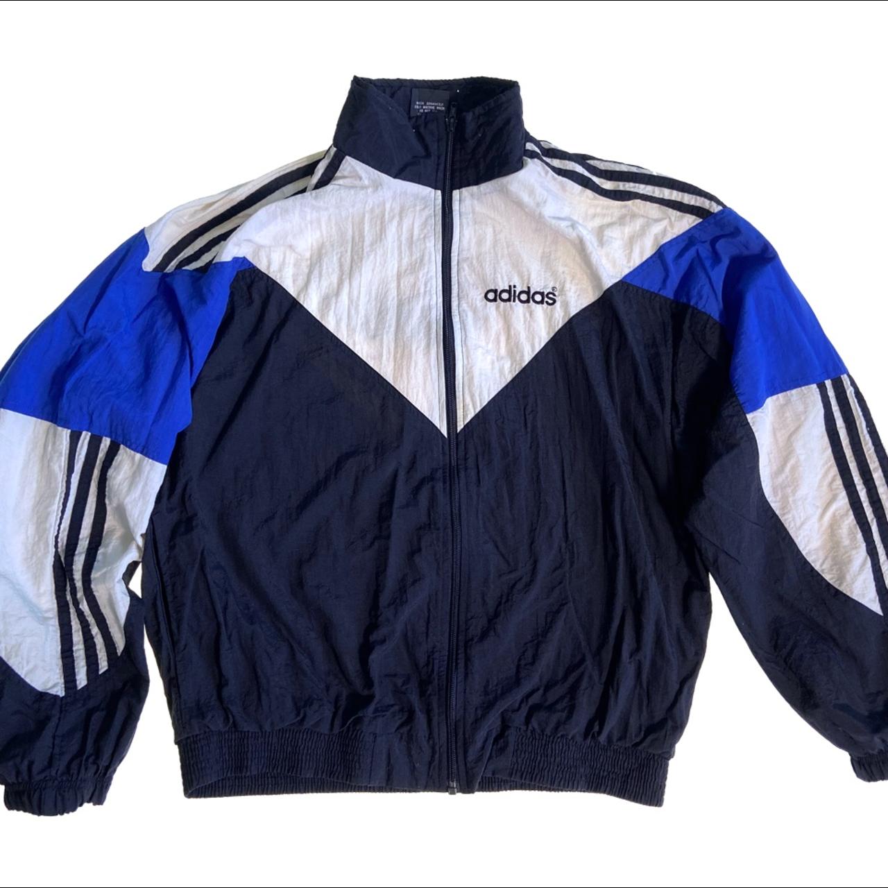 Vintage Adidas Track Jacket Black Blue and... - Depop