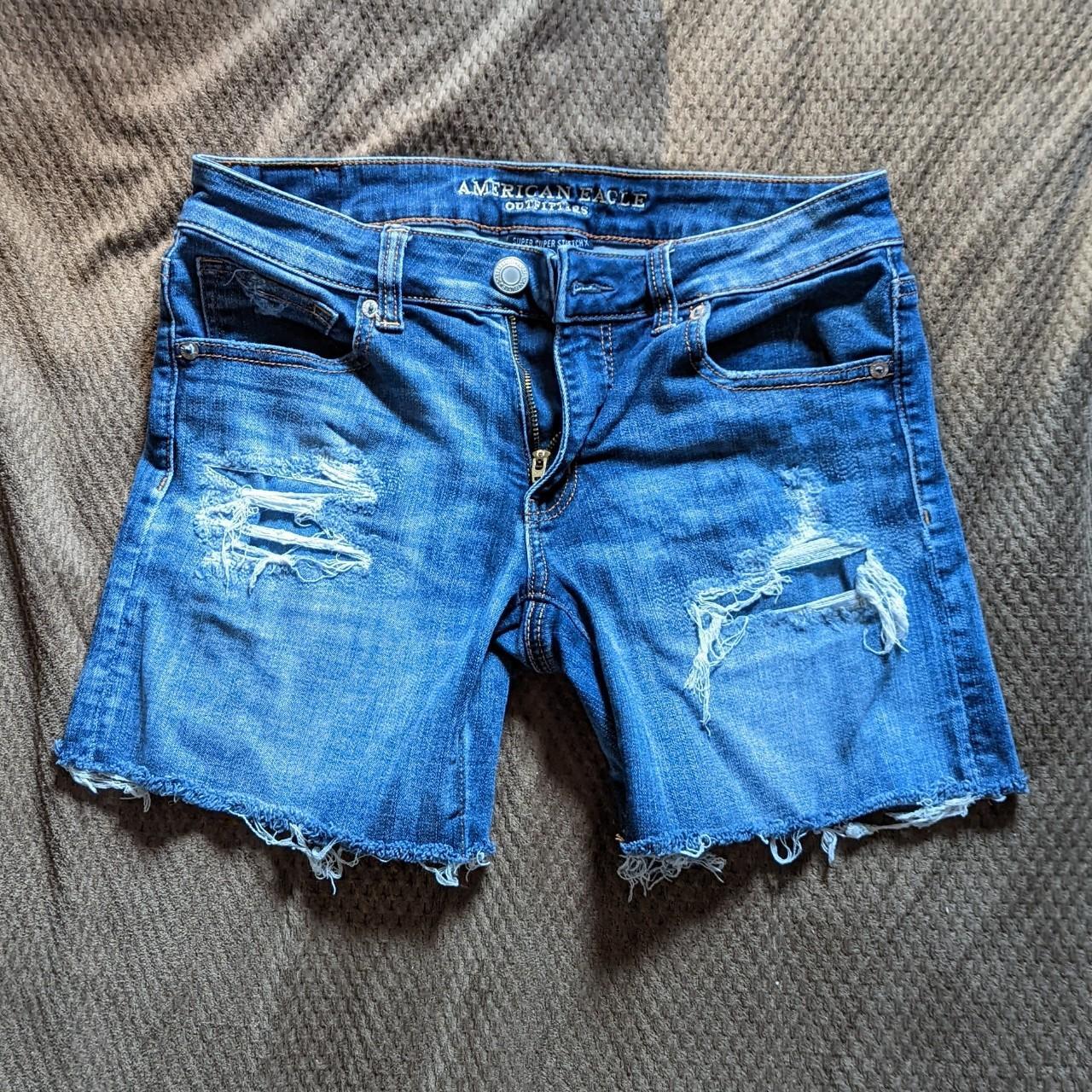 American Eagle Super Stretch Midi Shorts Distressed American Eagle