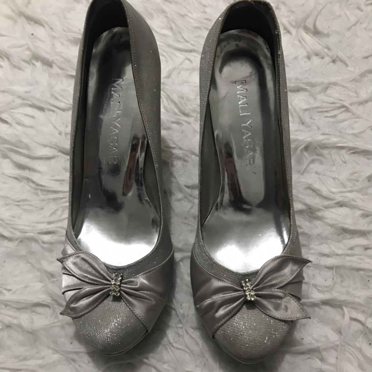 Silver sparkle Cinderella shoes with slight... - Depop