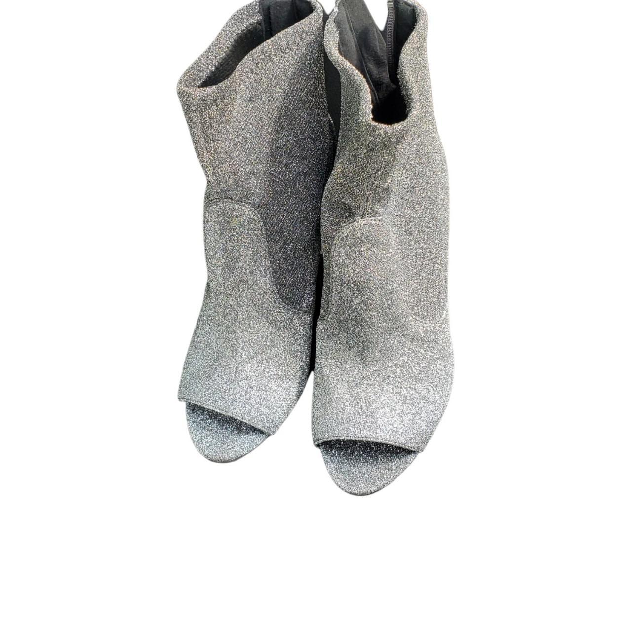 Silver Sparkle Sock Ankle Booties Open Toe Has... Depop