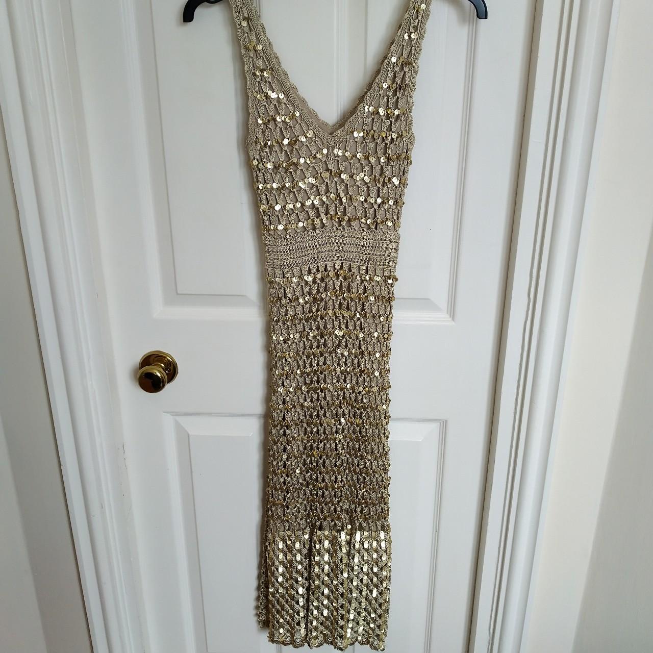 Coast - Gold sequin dress. Size 8. Never worn. - Depop