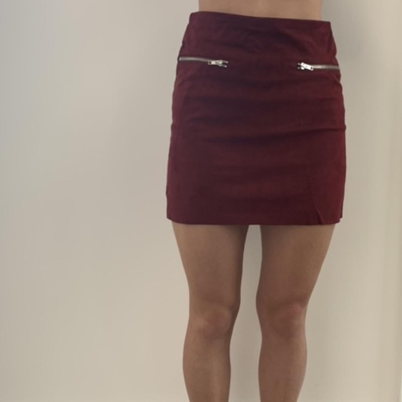 faux suede burgundy skirt