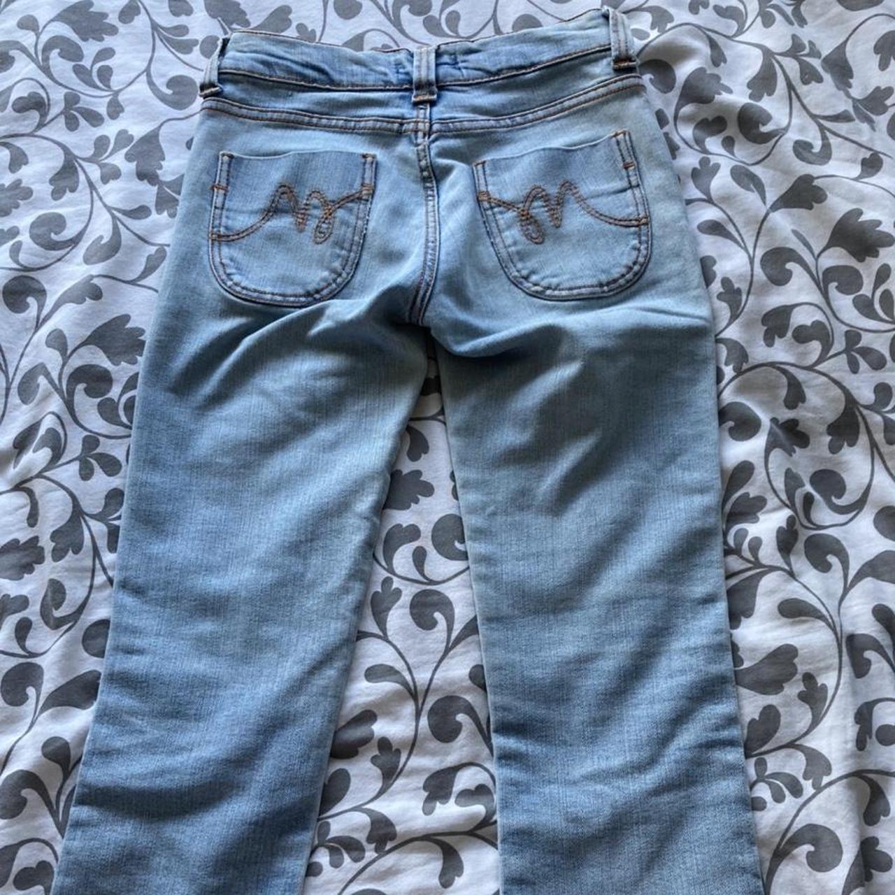 Y2k light blue low waisted flared jeans W26 L31... - Depop