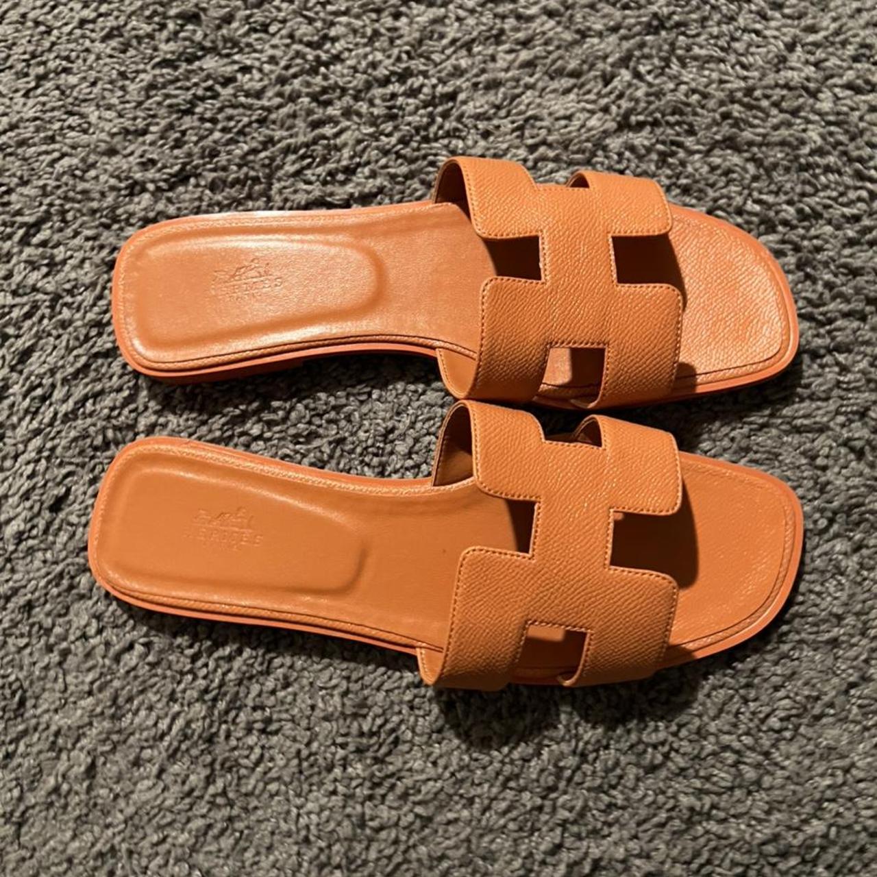 Hermes Women's Orange Slides | Depop