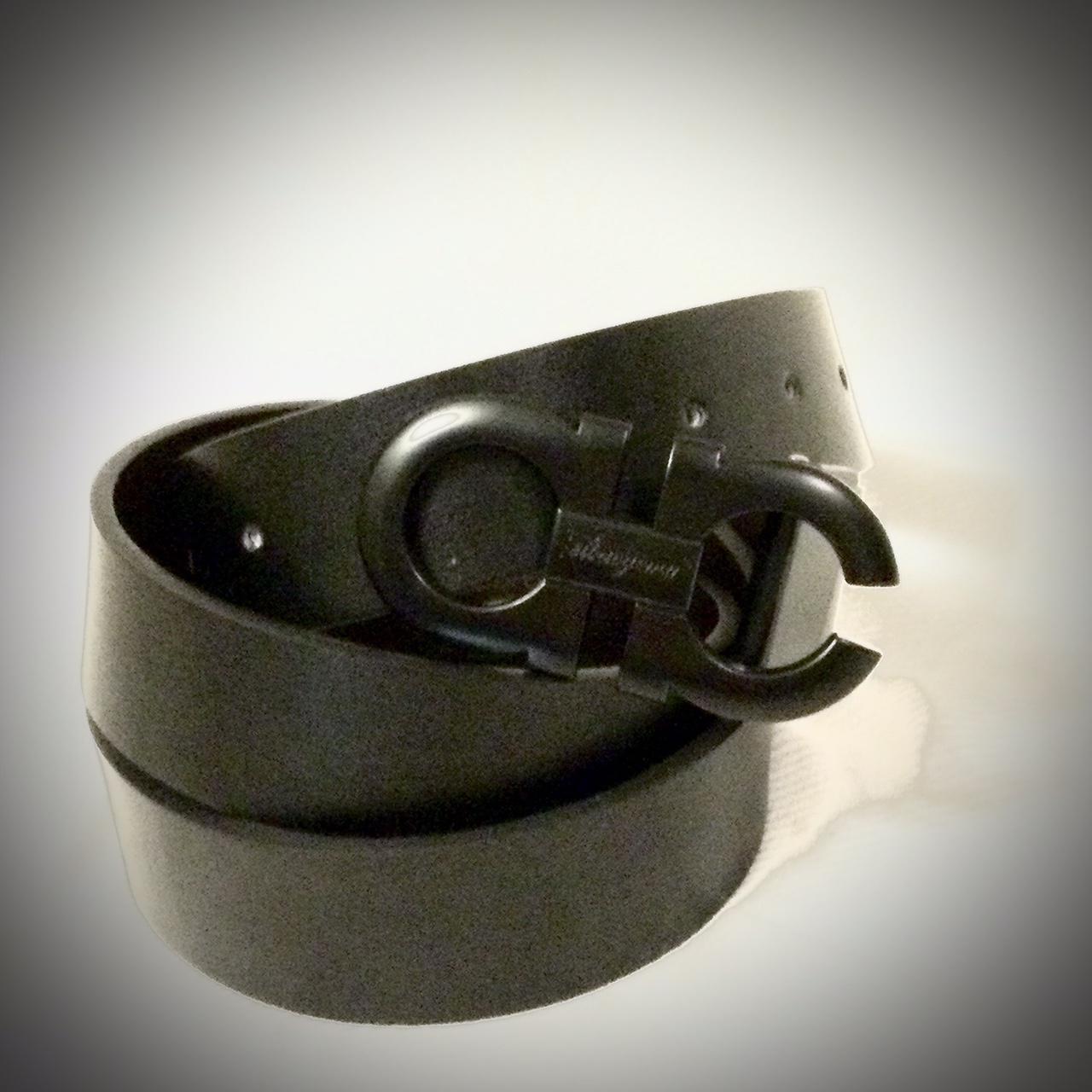 Matte black ferragamo top belt