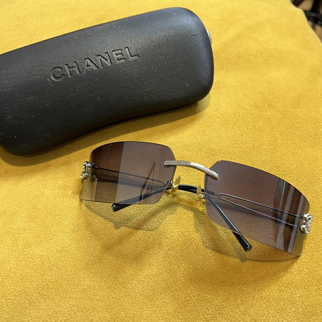 Vintage Y2K Chanel sunglasses with original case. - Depop
