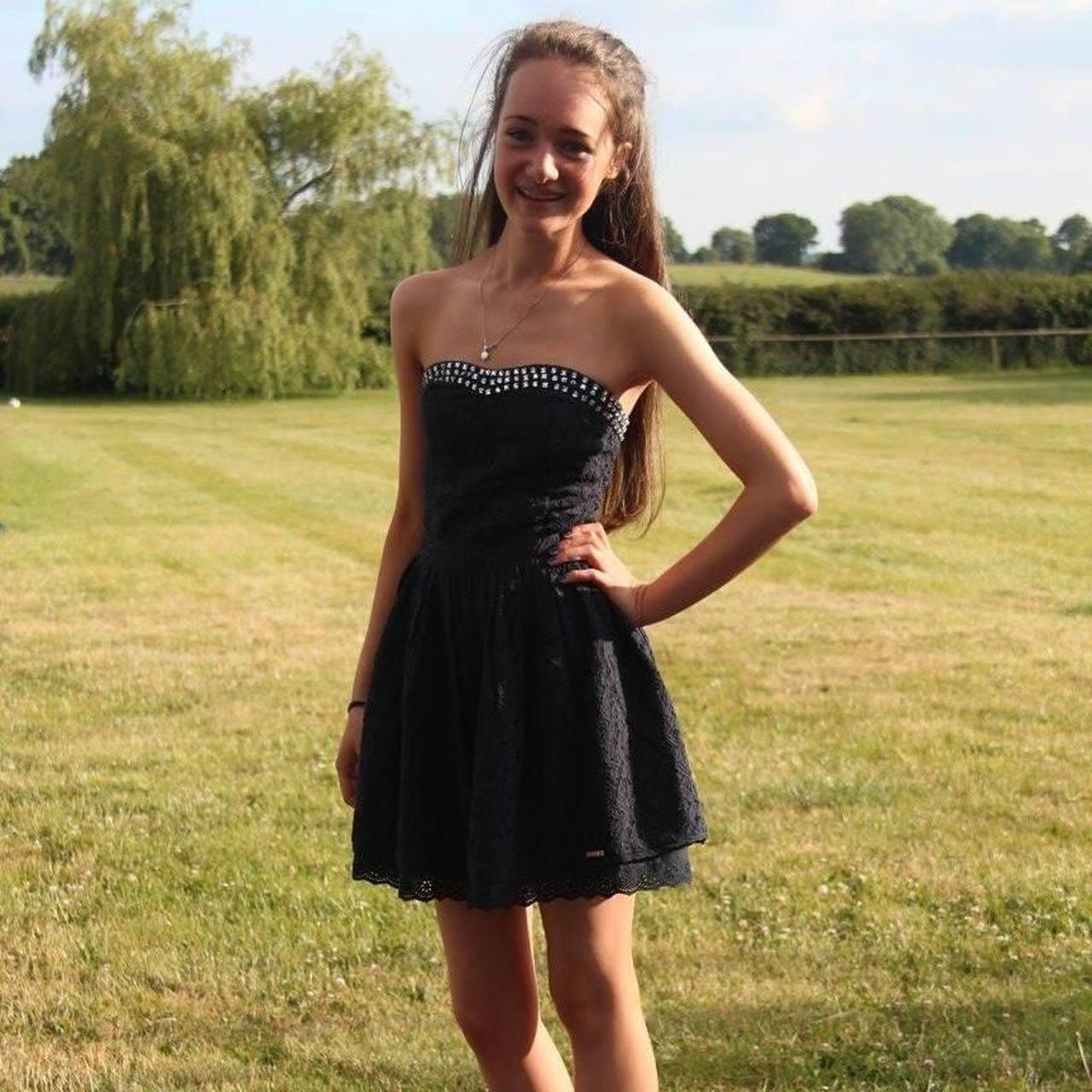 Superdry lace strapless dress with sparkle