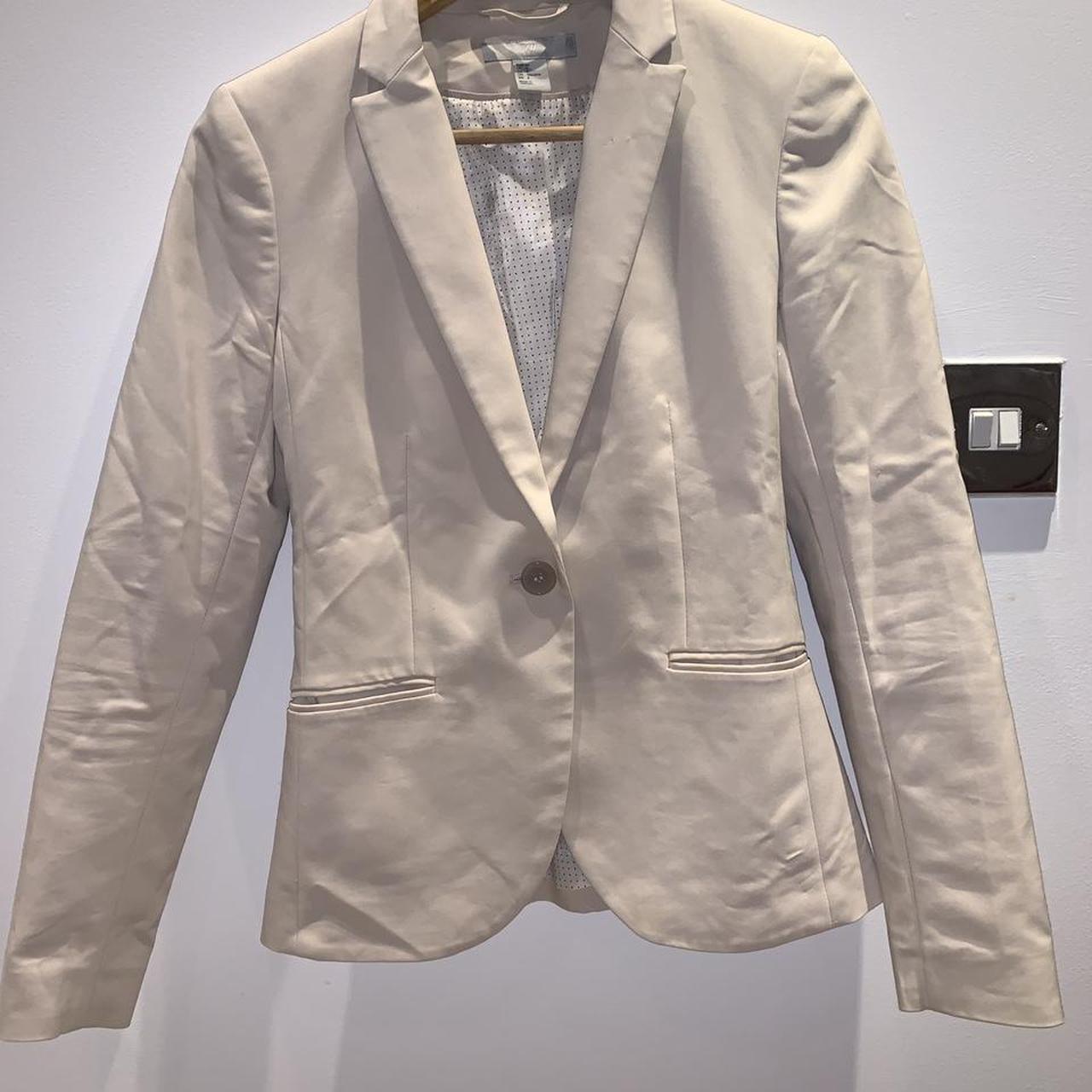 Cream blazer H&M, worn but in good condition, really... - Depop