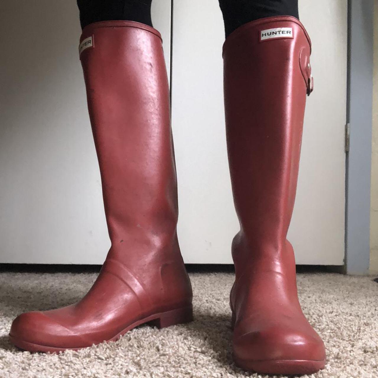 hunter matte red rain boots