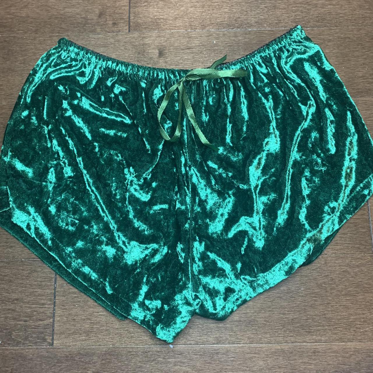 DARK GREEN VELVET BOOTY SHORTS - NWOT (brand new... - Depop