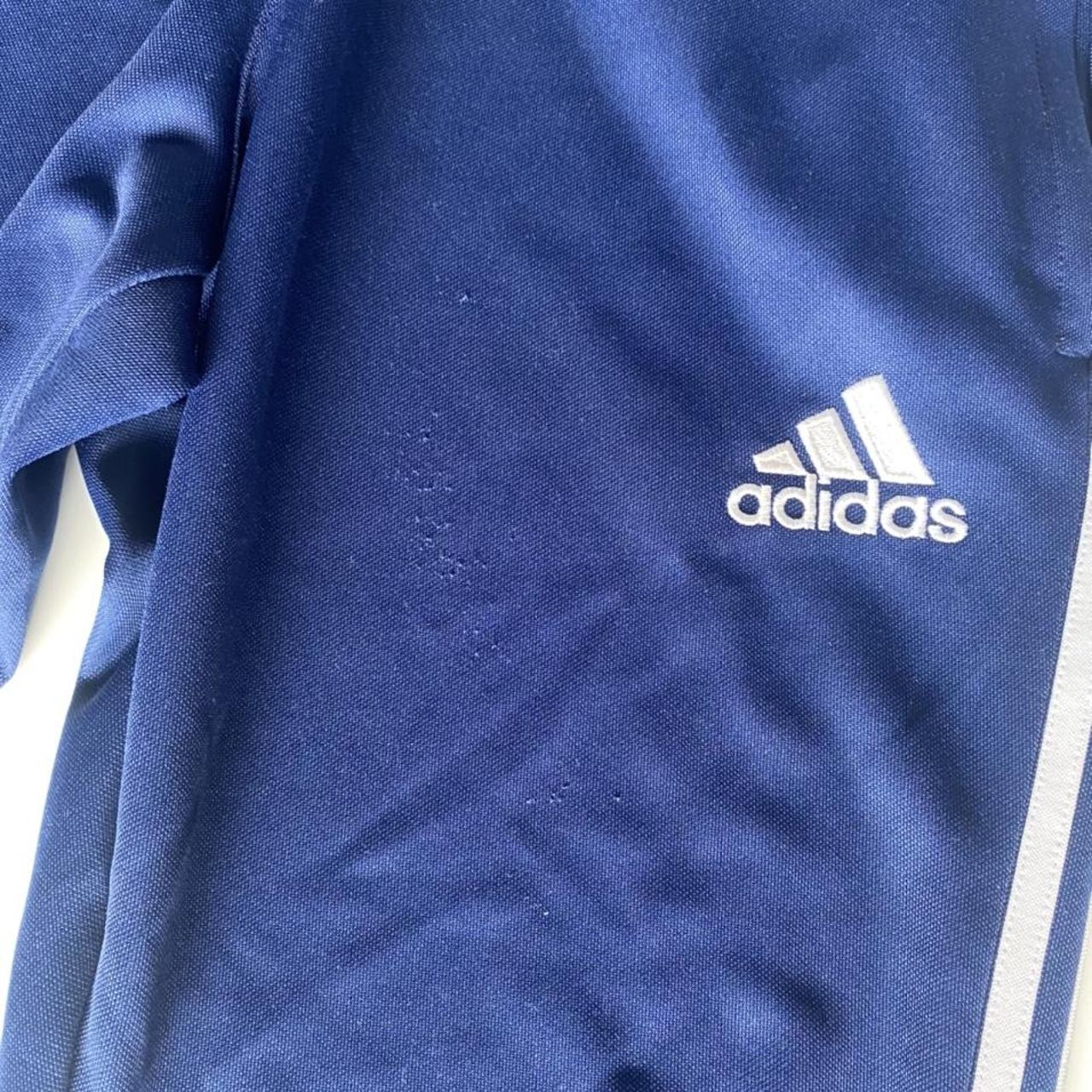 blue Adidas tracksuit bottoms size medium worn... - Depop