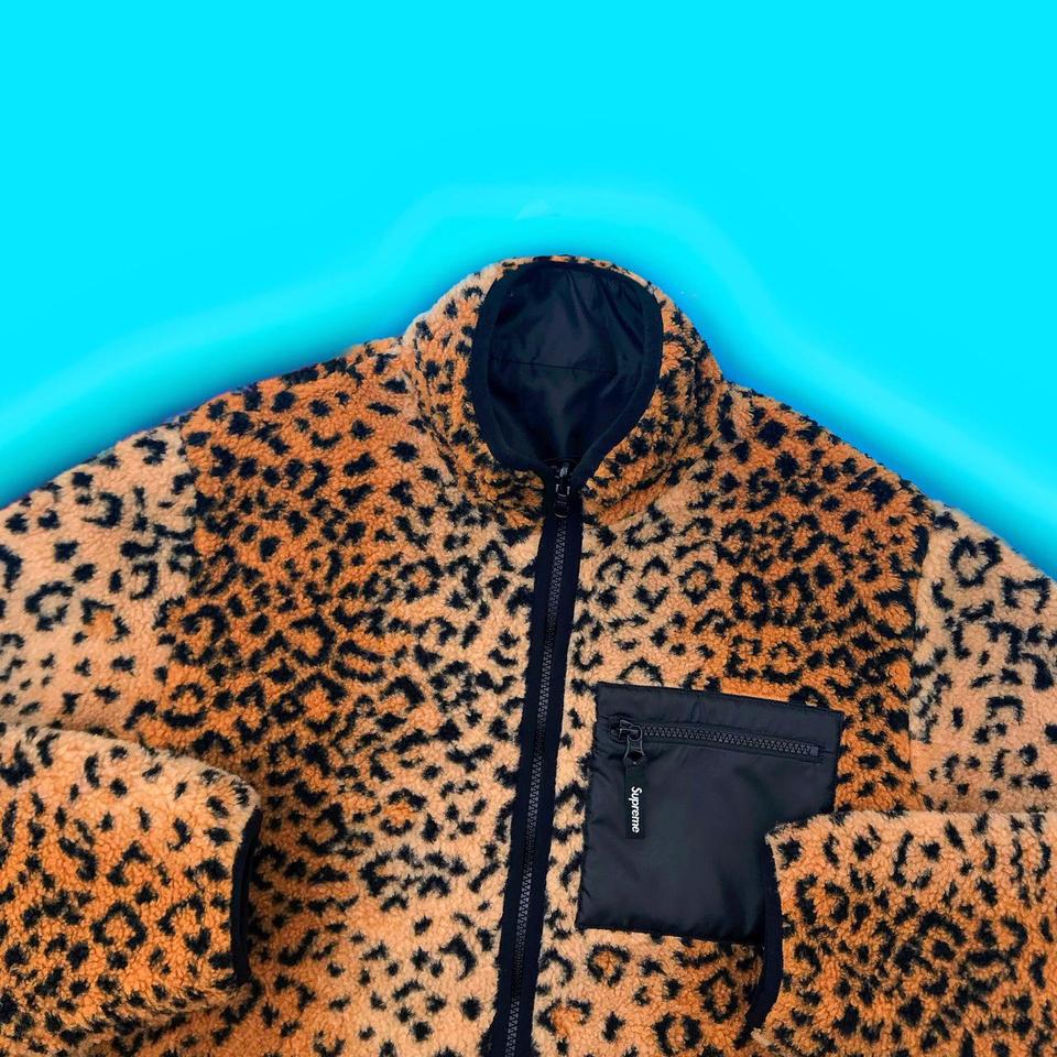 Supreme Leopard Sherpa Fleece Reversible Jacket |... - Depop