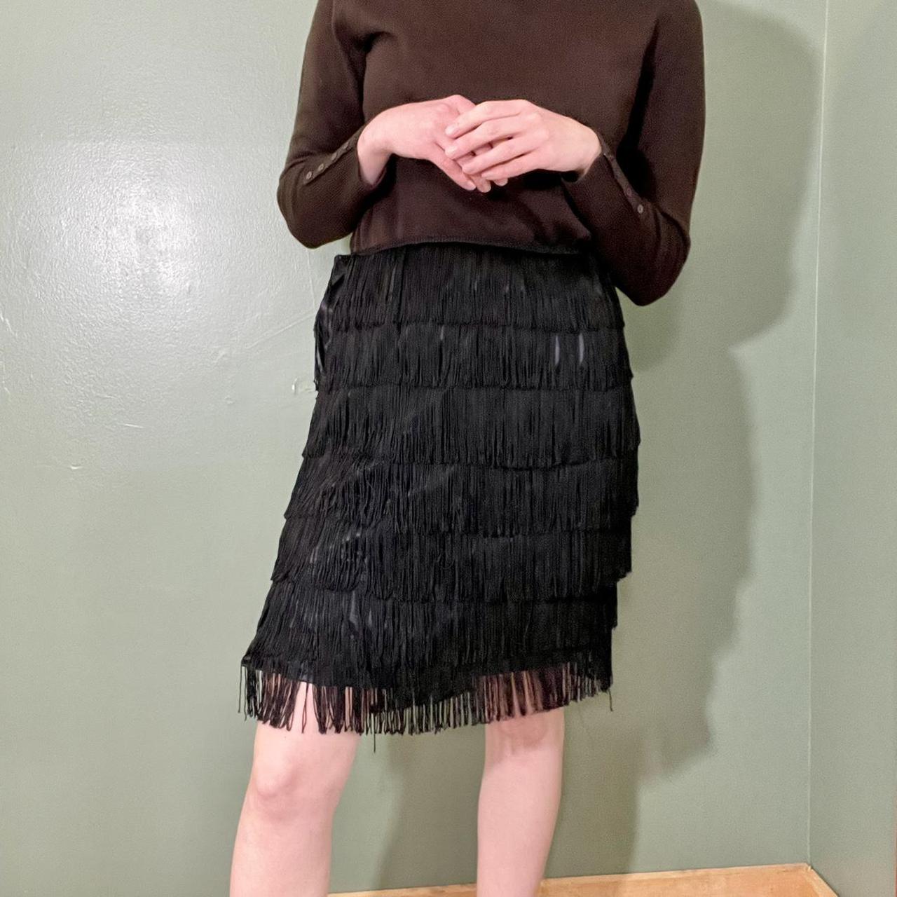 Black fringe hotsell skirt vintage