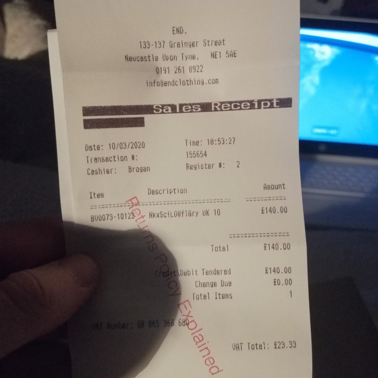zeemijl Prijs onbetaald Receipt of Nike Sacai size 10 - Depop