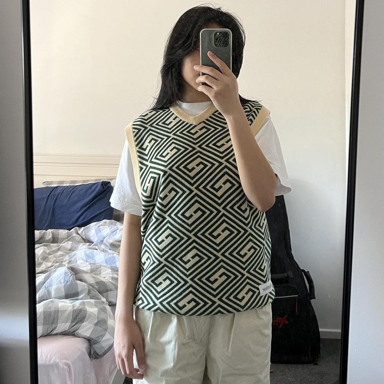 Butter Goods Men's Cream and Green Vest Depop
