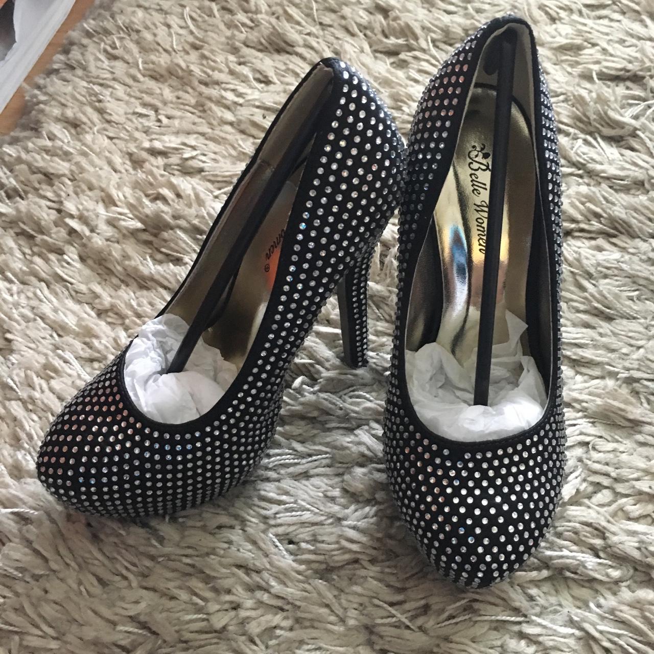 Black diamond studded store heels