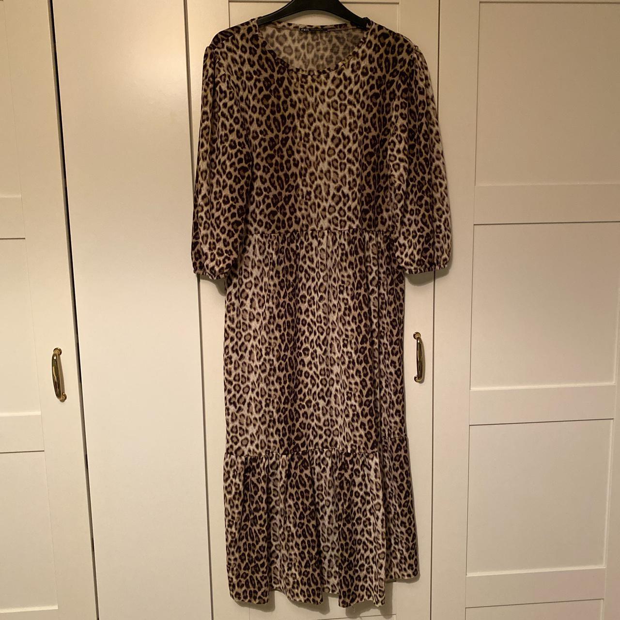 Zara leopard print dress in size small. Midi-maxi... - Depop