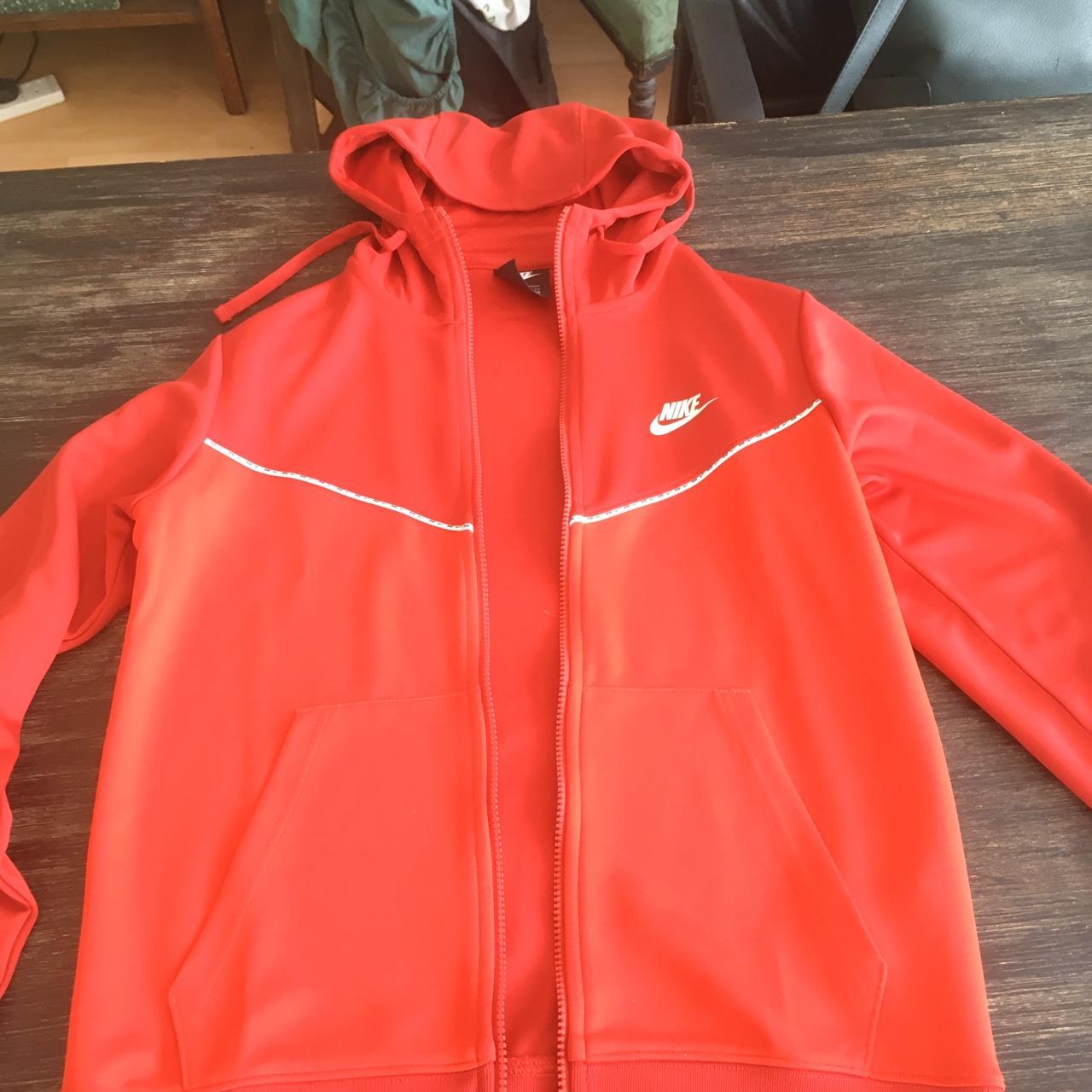 Red Tech Fleece Style Nike Tracksuit Top/Hoodie. Has... Depop
