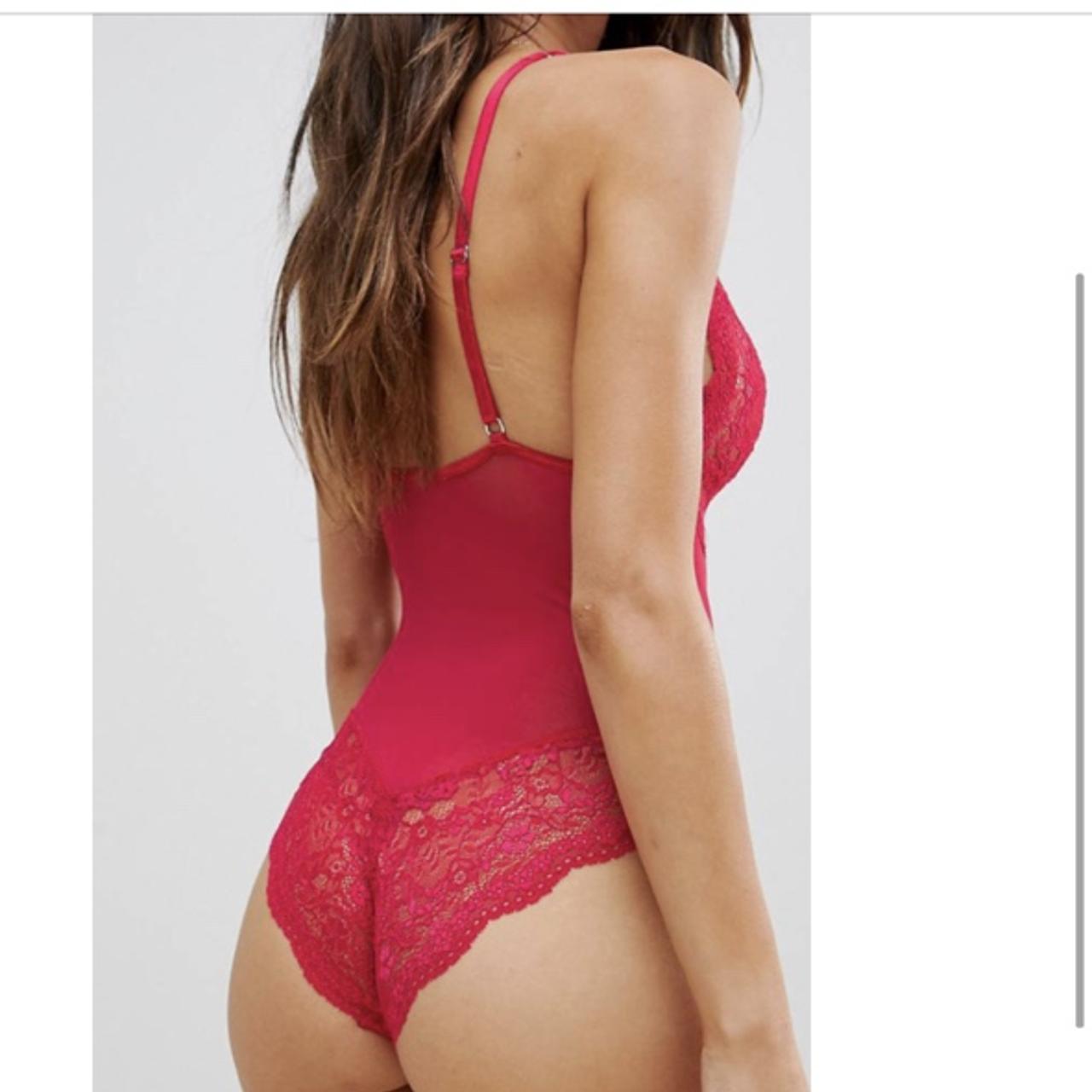 Chloe Strappy Open Back Bodysuit Cherry Red Thong Sexy ShopAA
