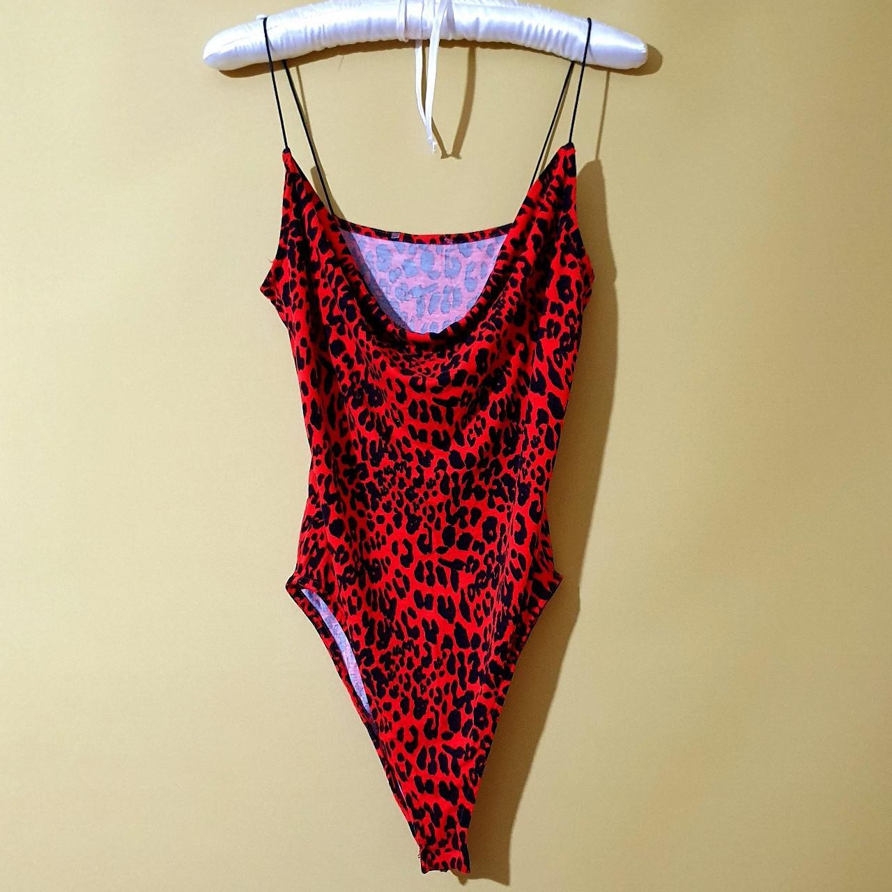 Women's Red and Black Bodysuit | Depop