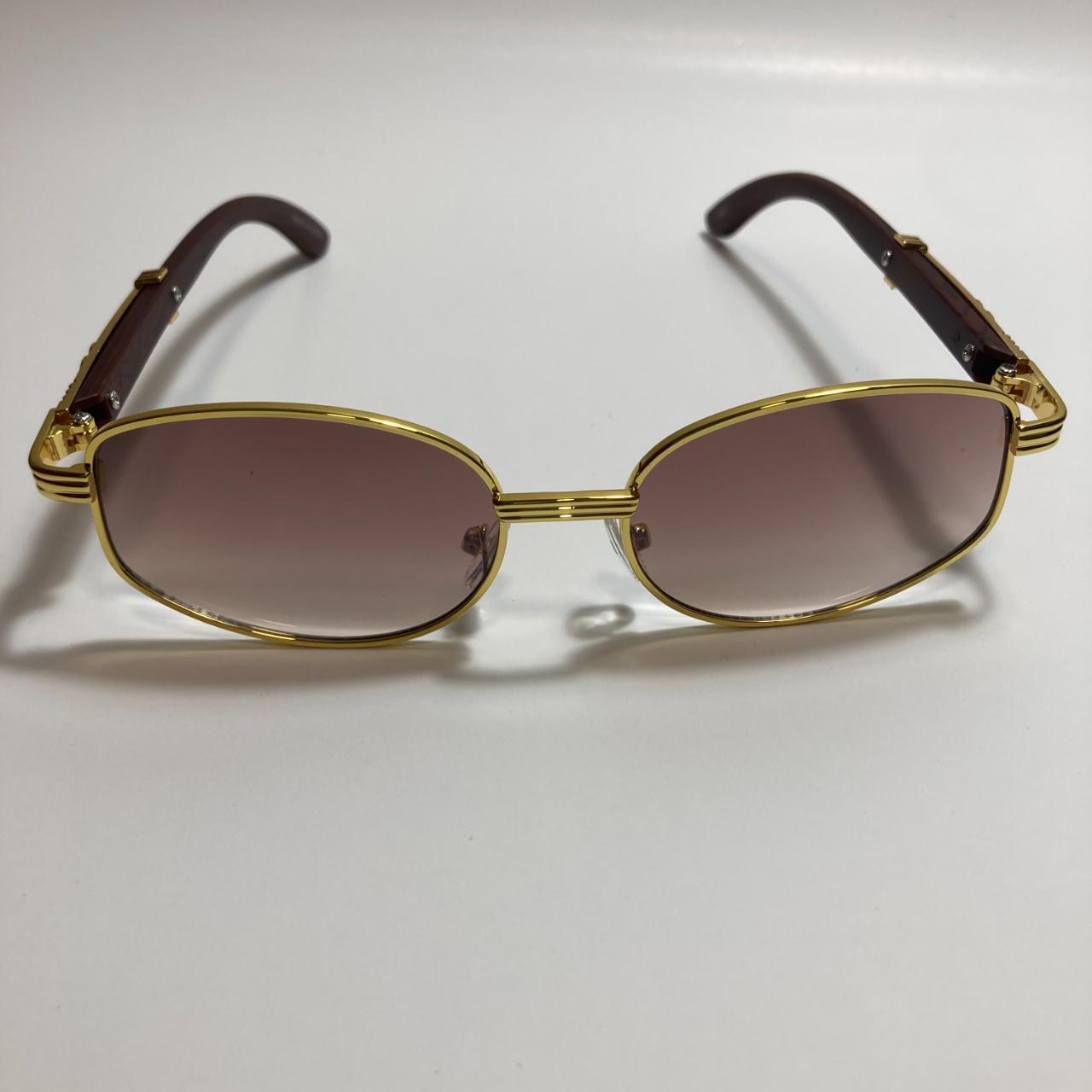 Men's Gold and Brown Sunglasses (2)