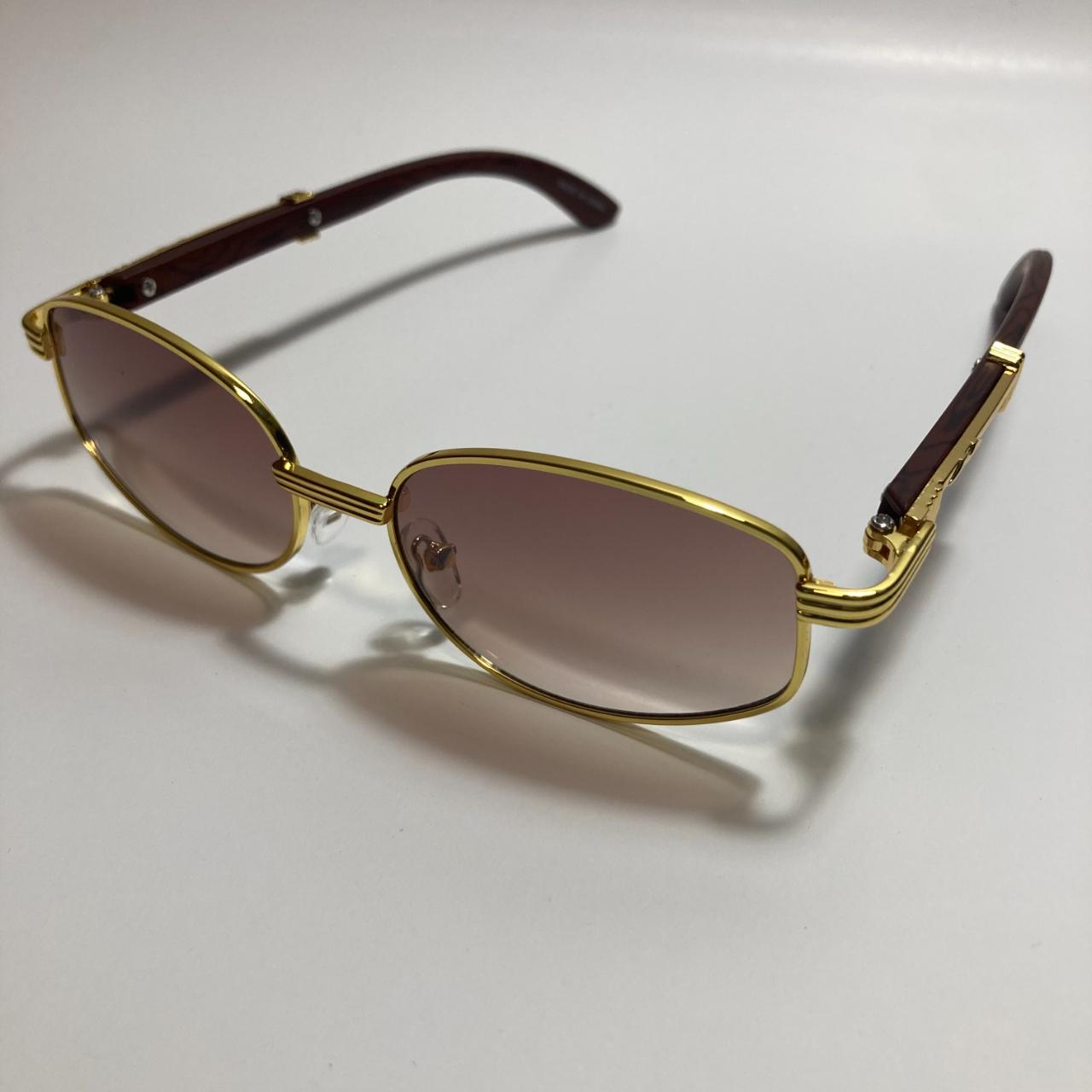 Men's Gold and Brown Sunglasses